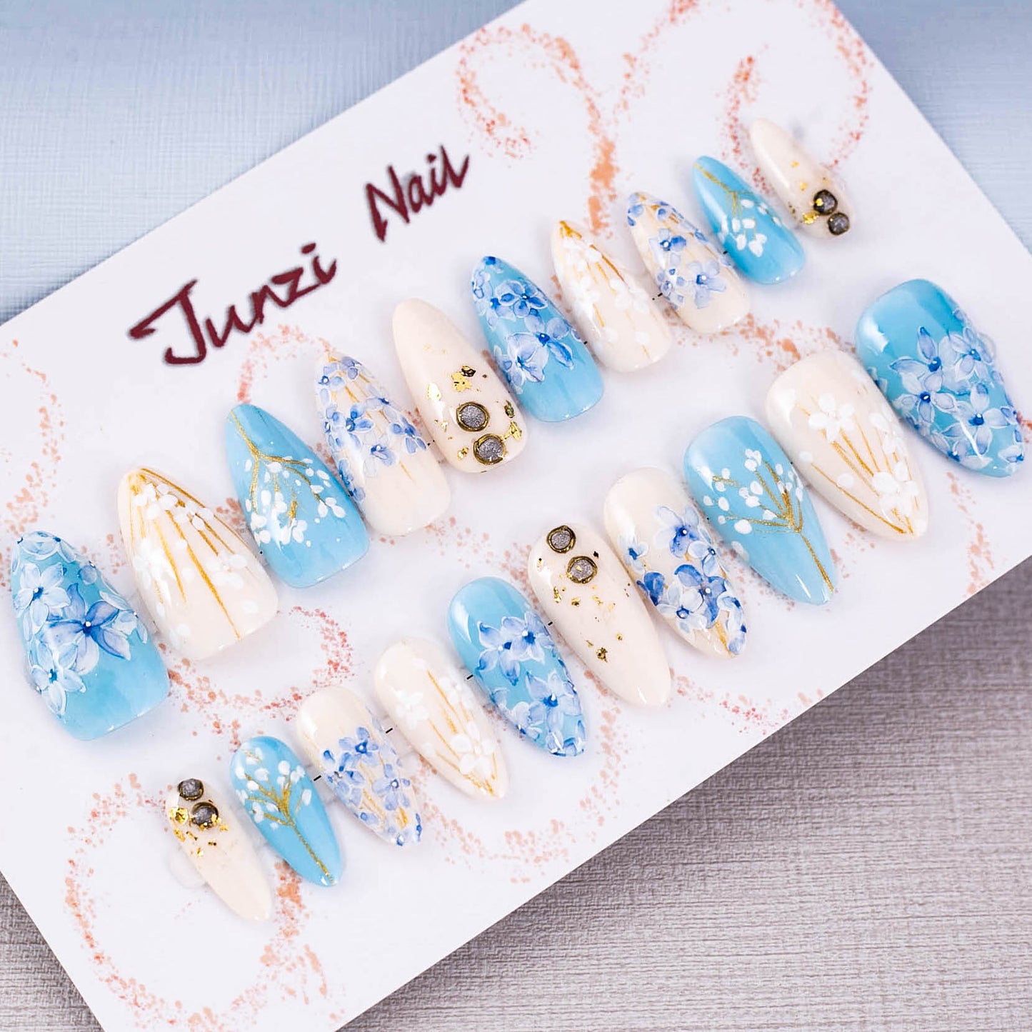 Azure Blossom Elegance Press On Nail