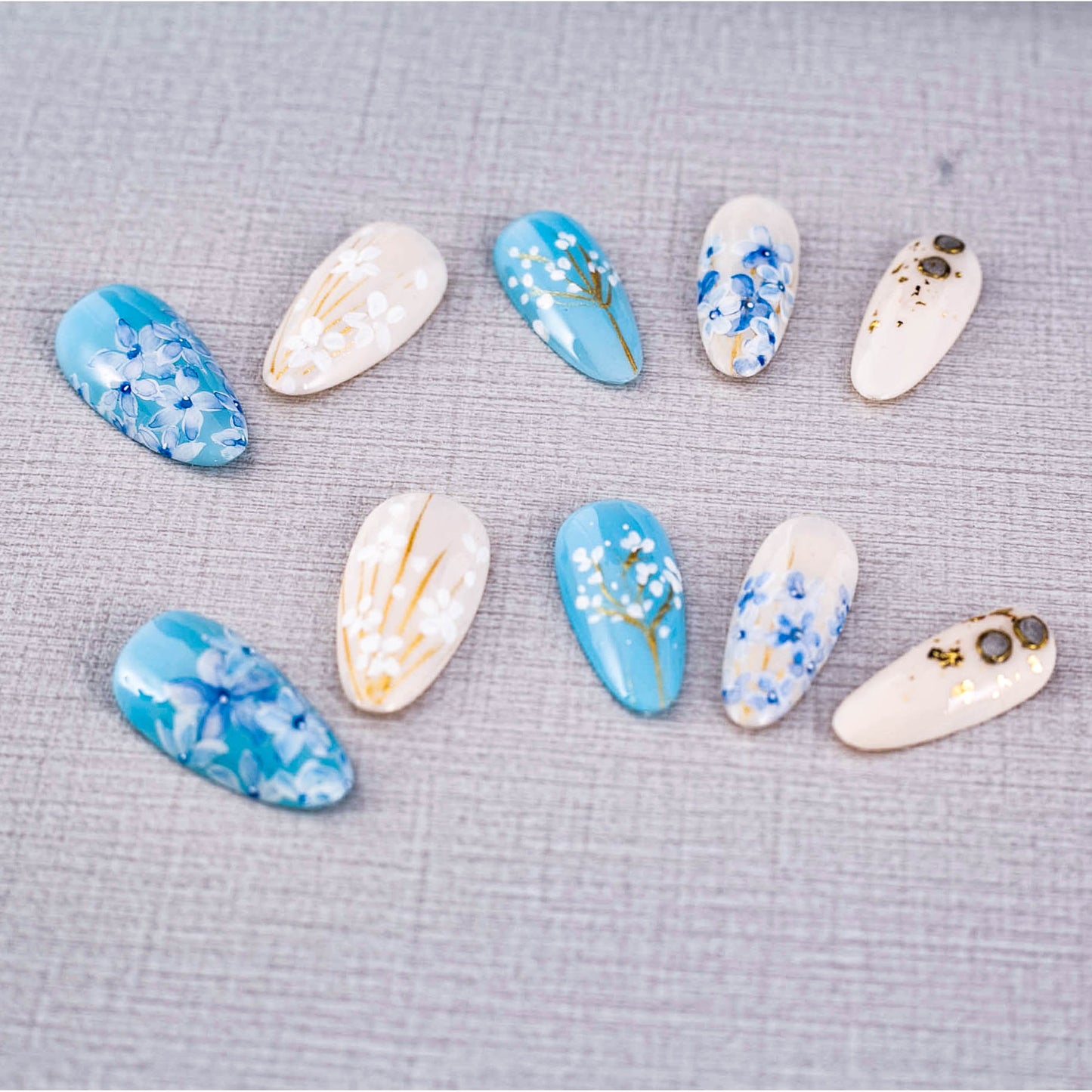Azure Blossom Elegance Press On Nail