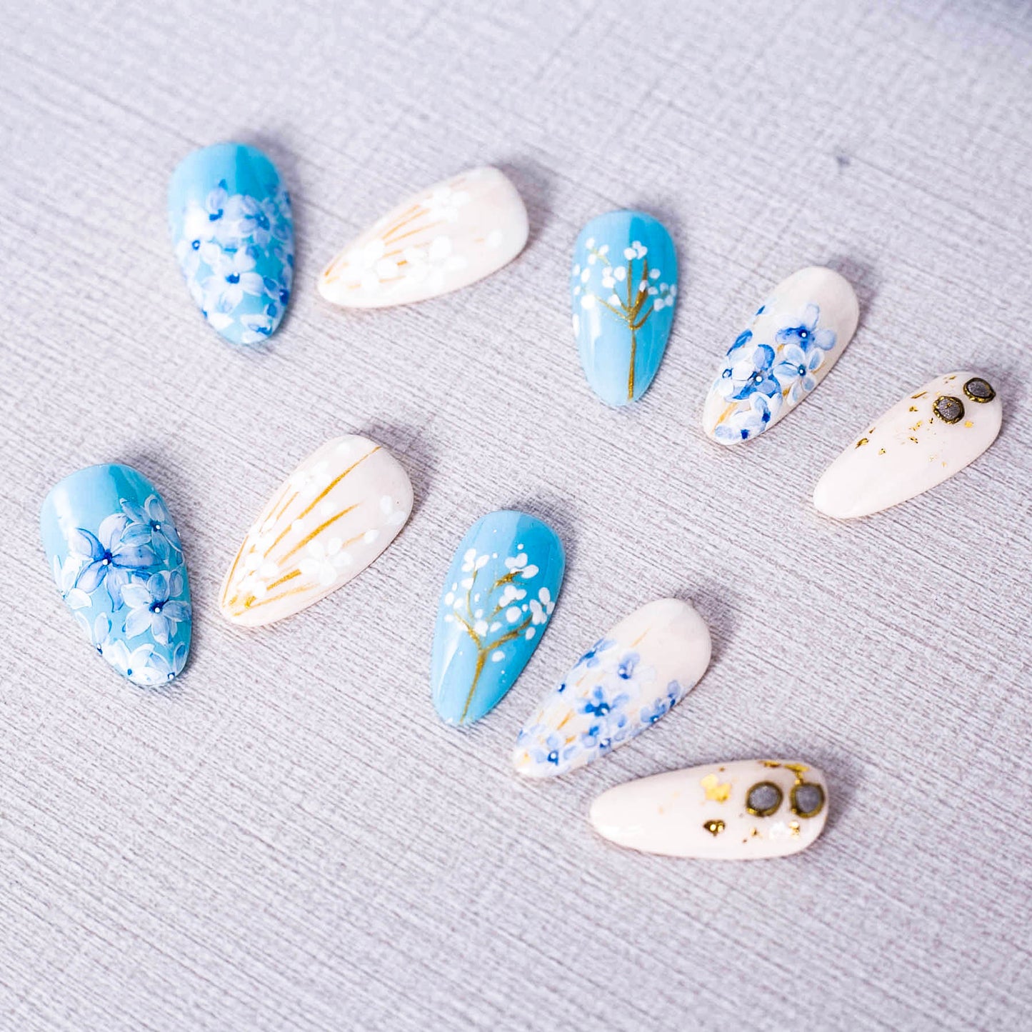 Azure Blossom Elegance Press On Nail