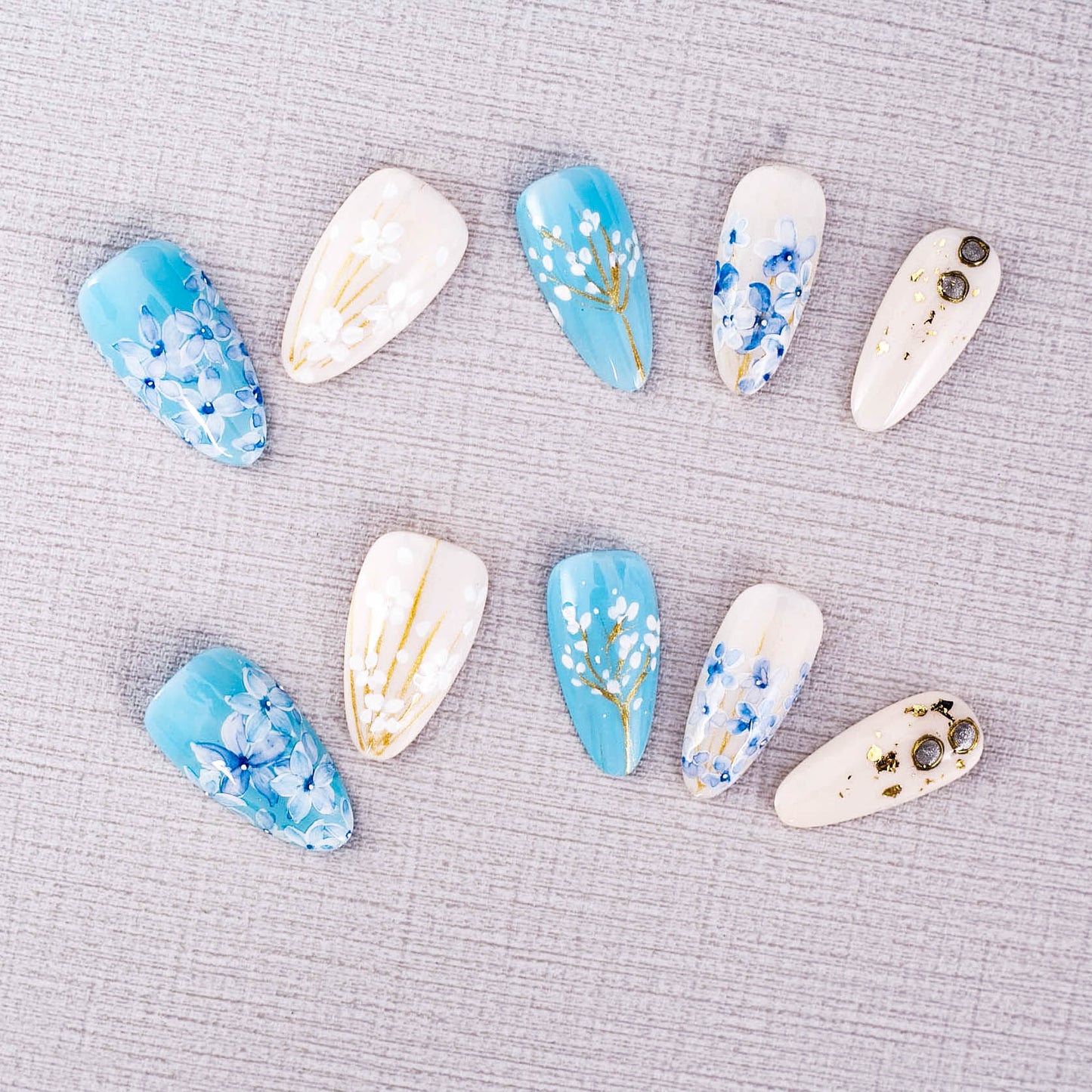 Azure Blossom Elegance Press On Nail