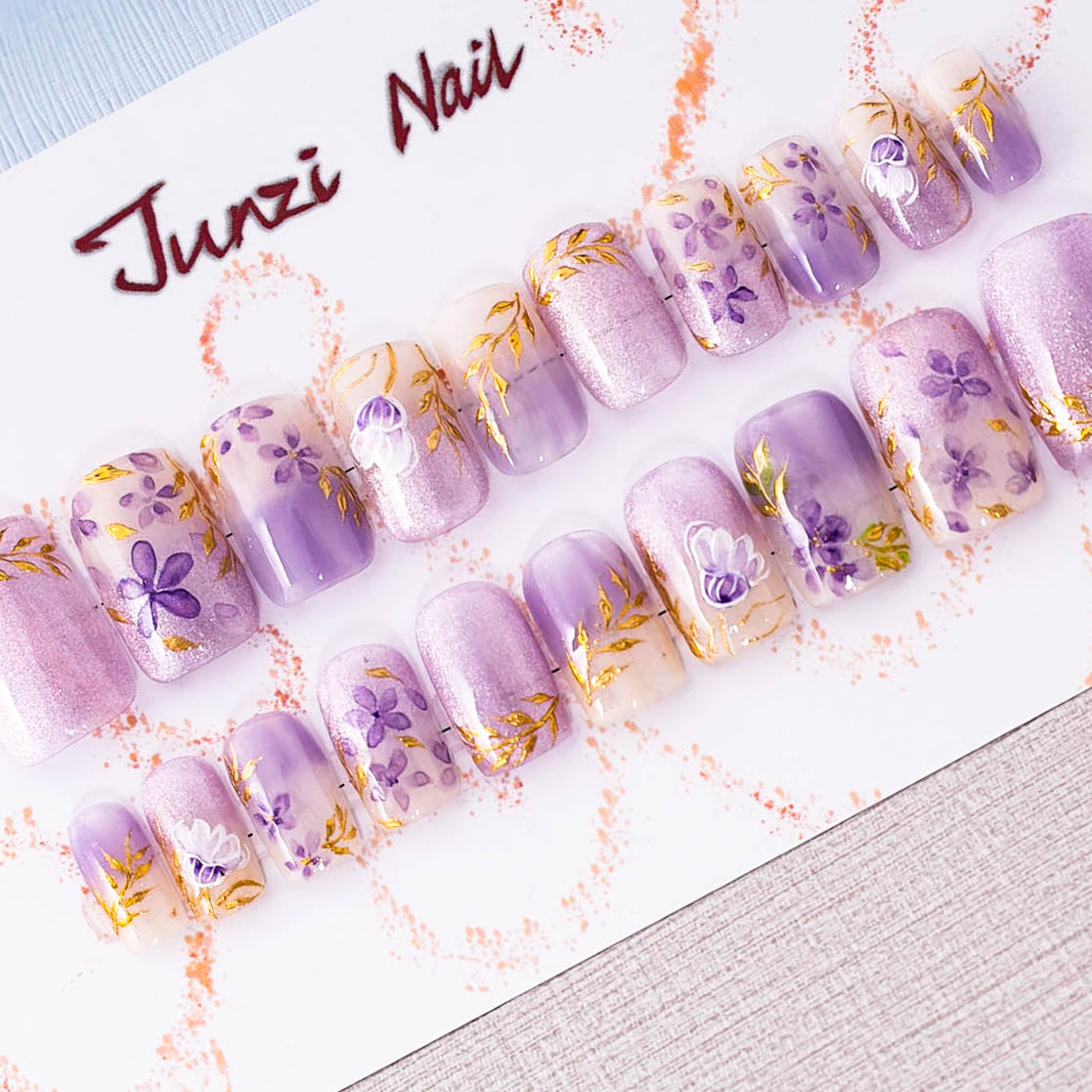 Lavender Golden Bloom Press On Nail