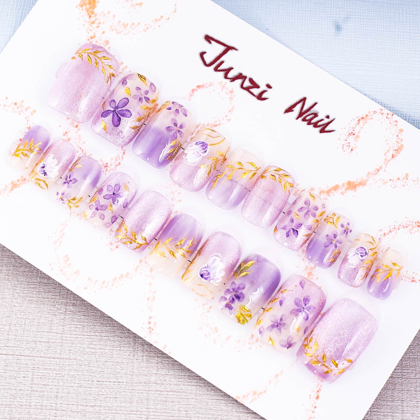 Lavender Golden Bloom Press On Nail