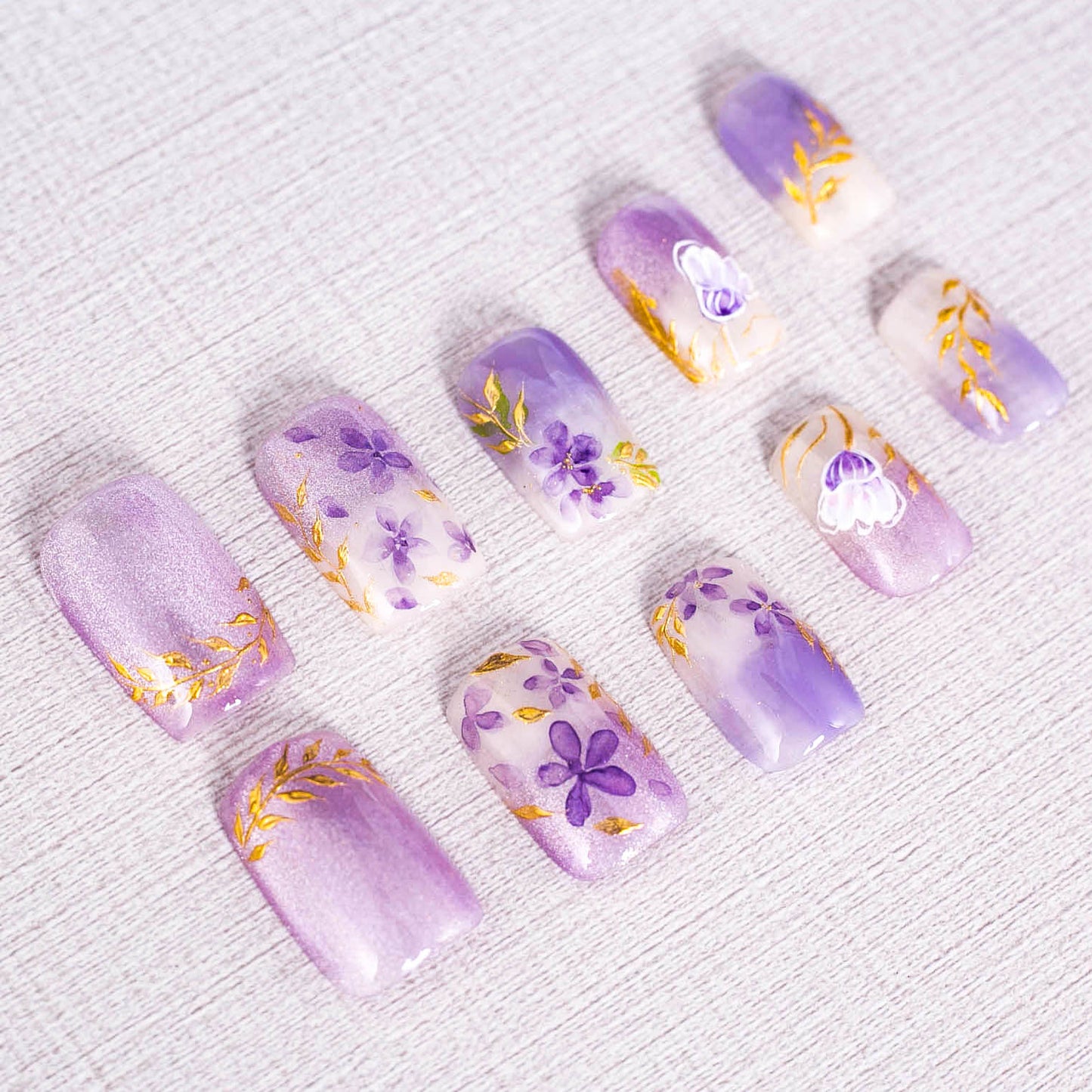 Lavender Golden Bloom Press On Nail