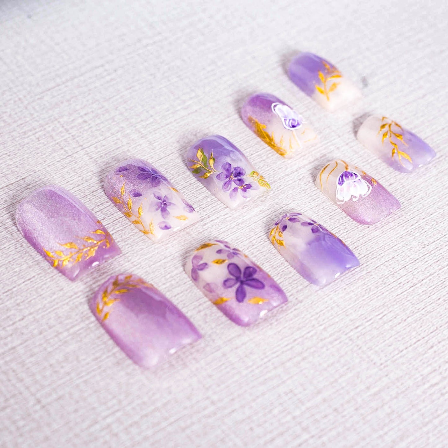 Lavender Golden Bloom Press On Nail