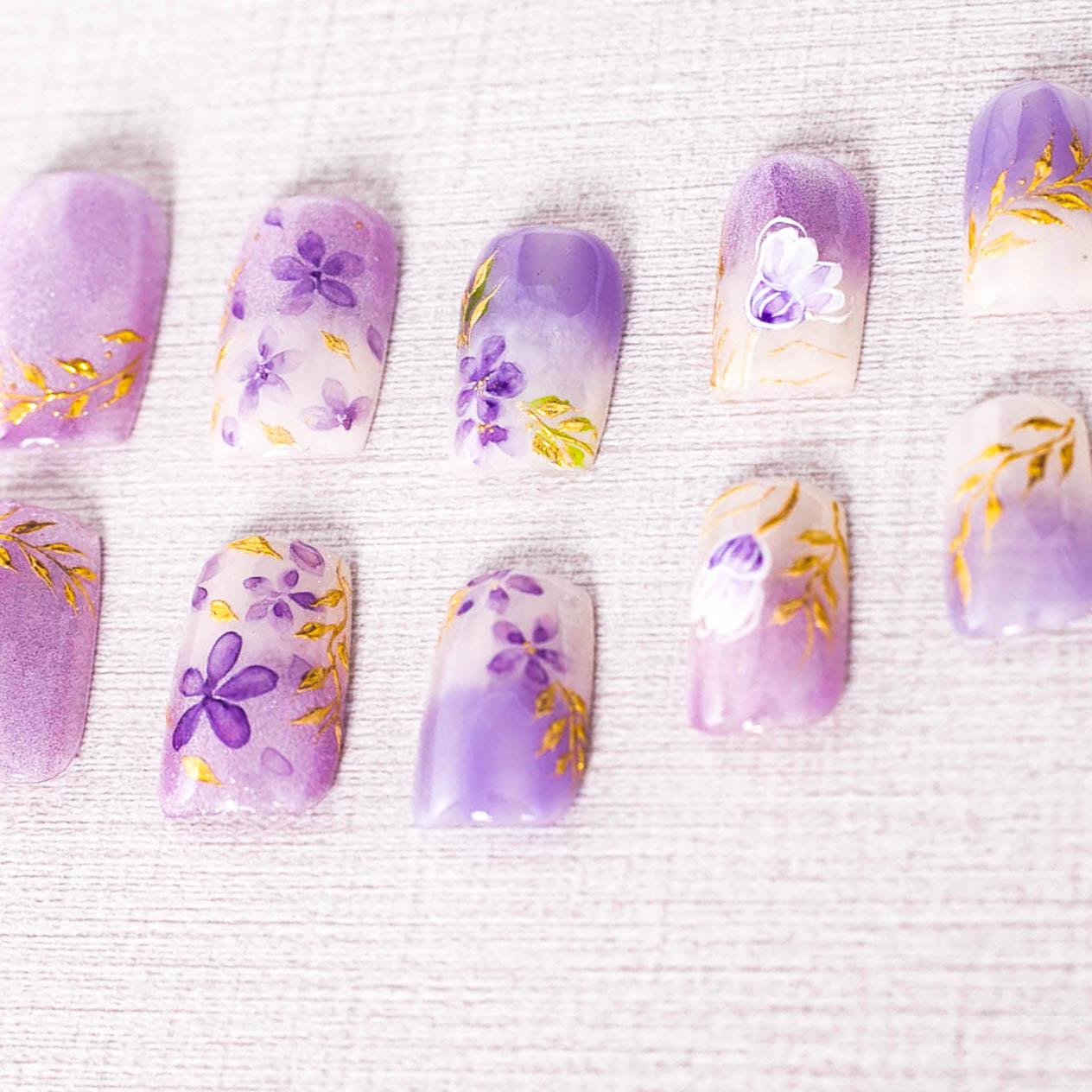 Lavender Golden Bloom Press On Nail