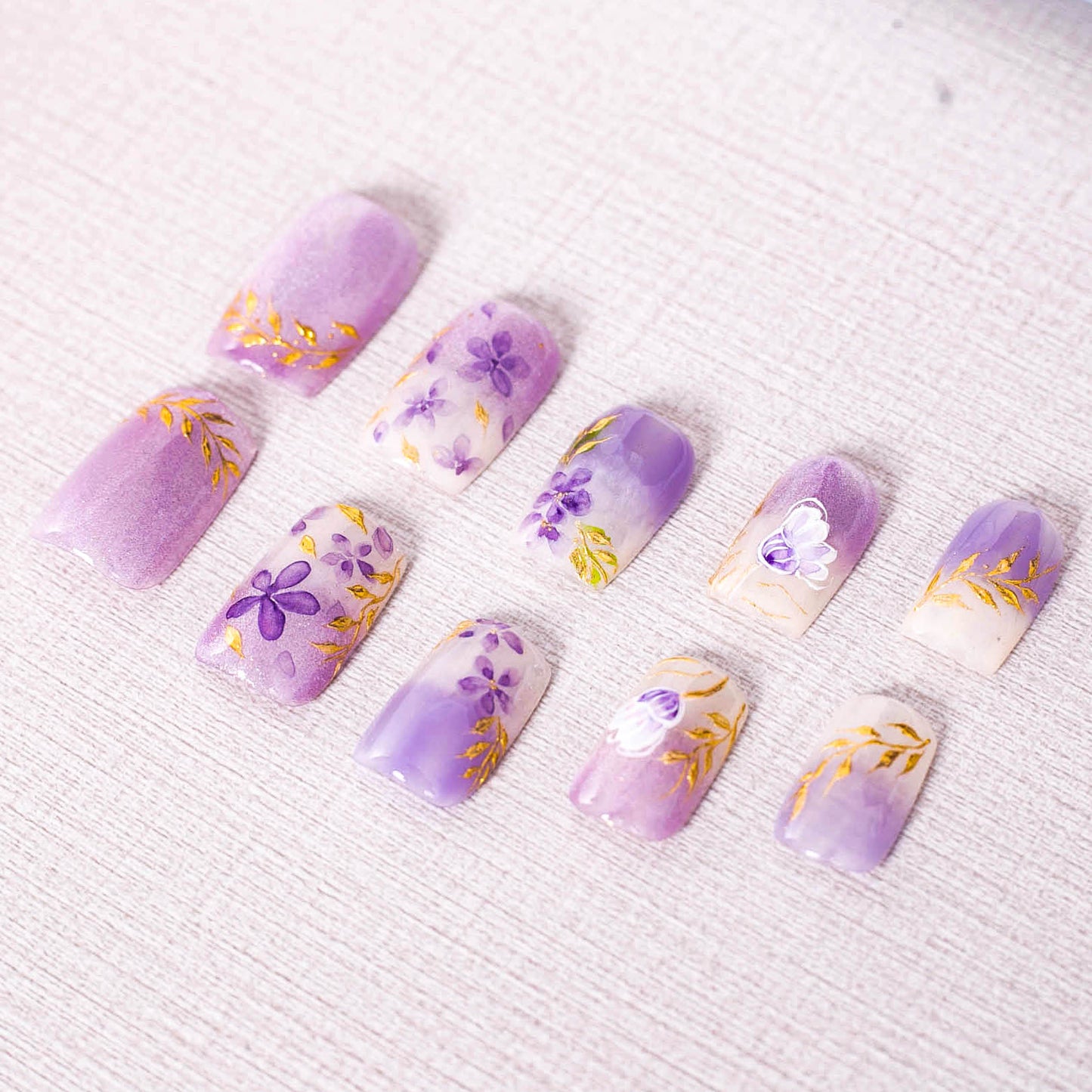 Lavender Golden Bloom Press On Nail