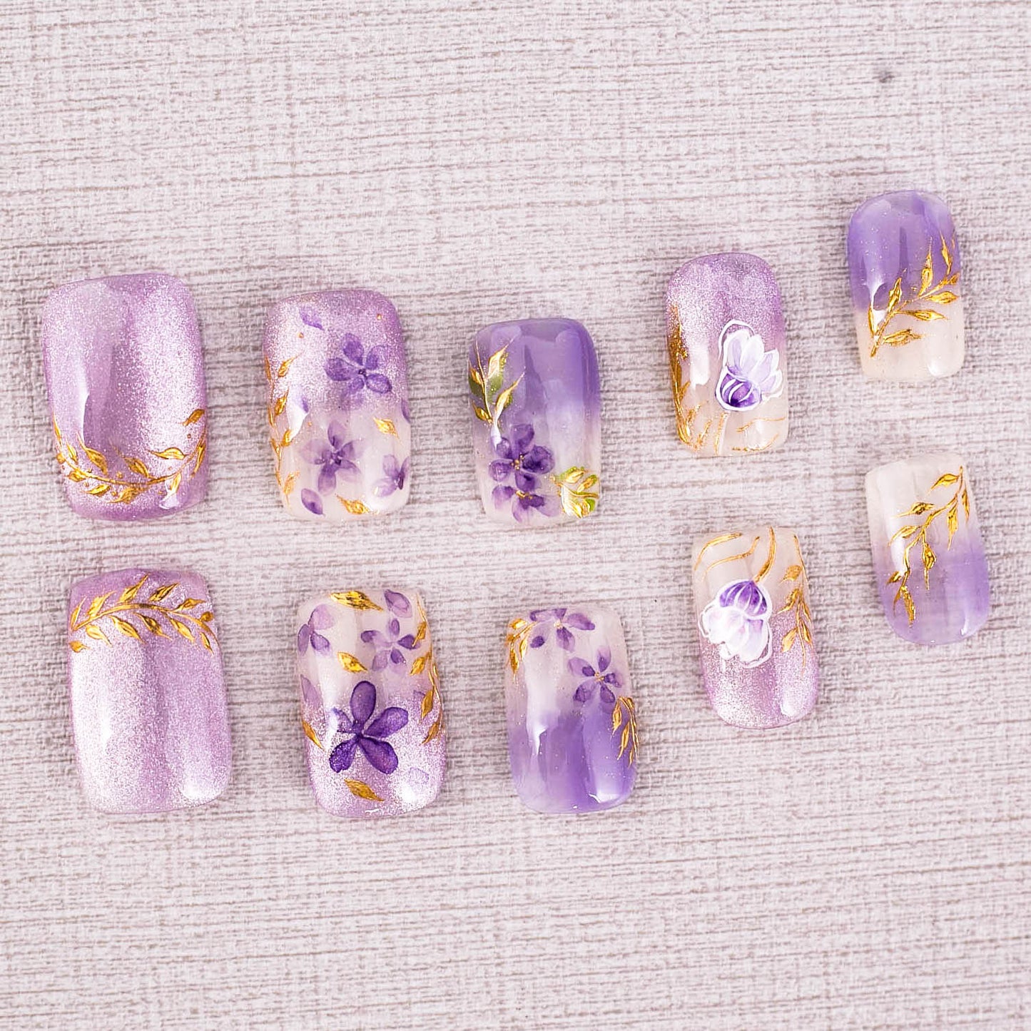 Lavender Golden Bloom Press On Nail