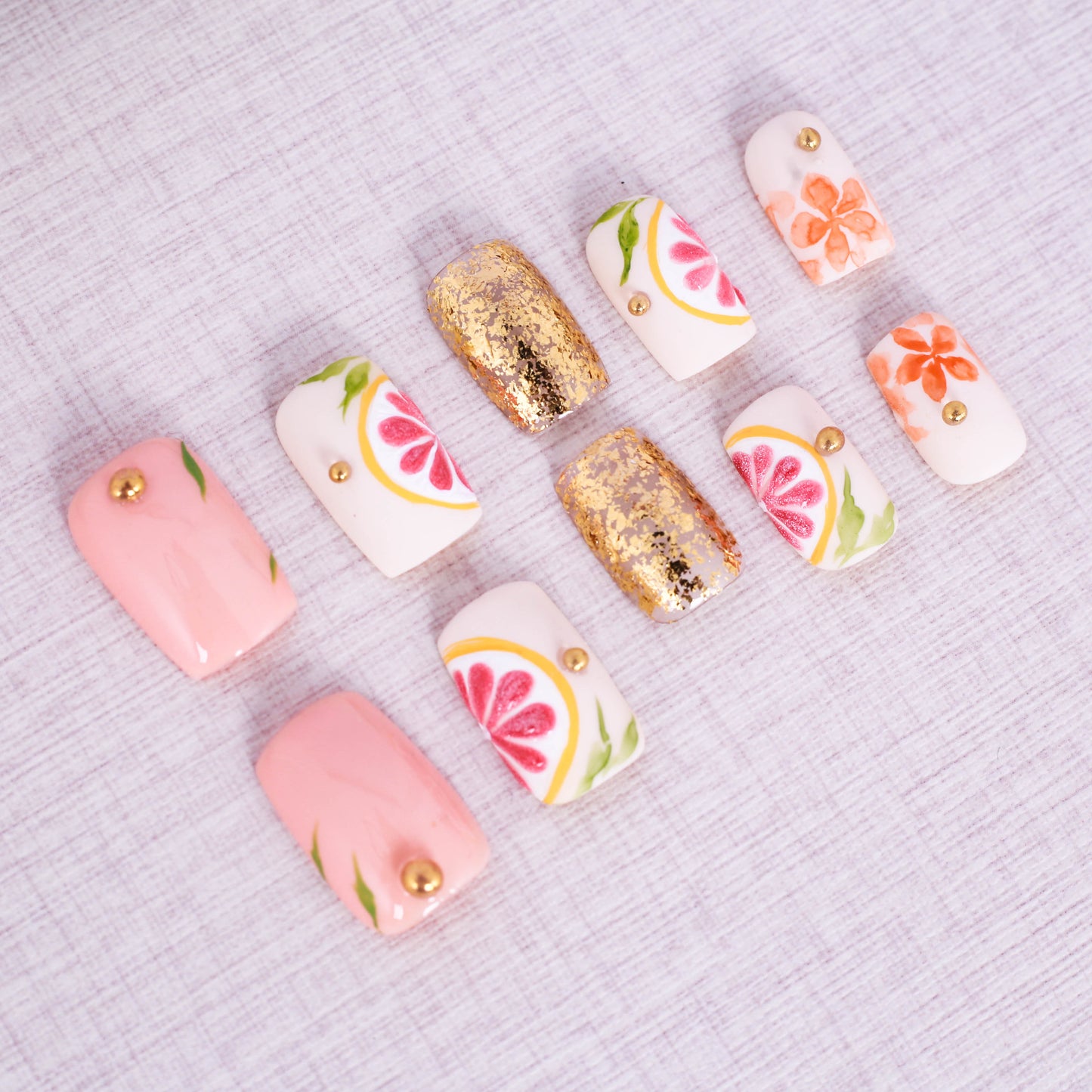 Citrus Blossom Delight Press On Nail