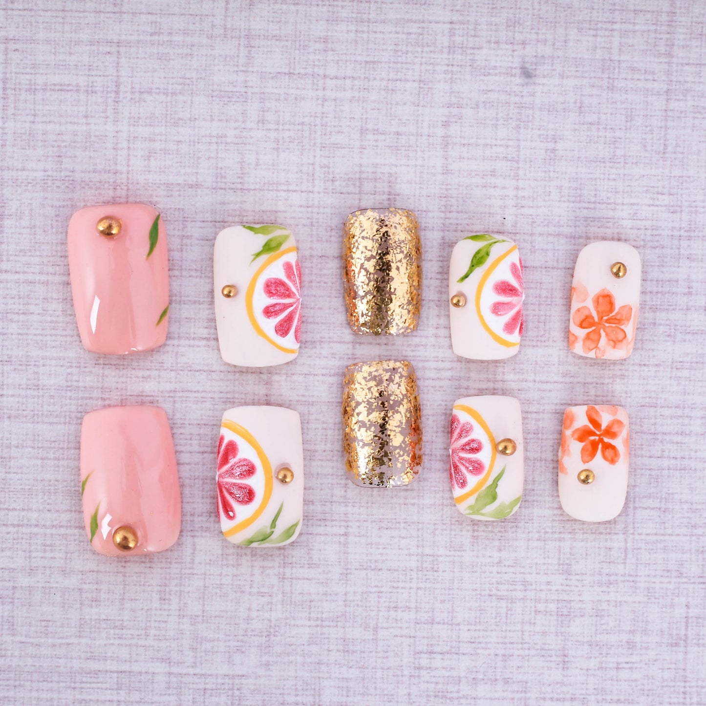 Citrus Blossom Delight Press On Nail