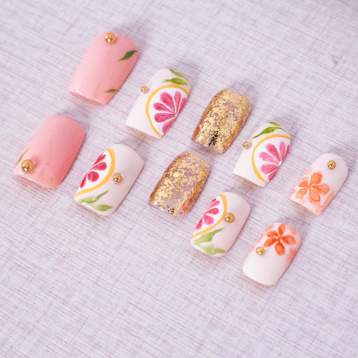 Citrus Blossom Delight Press On Nail