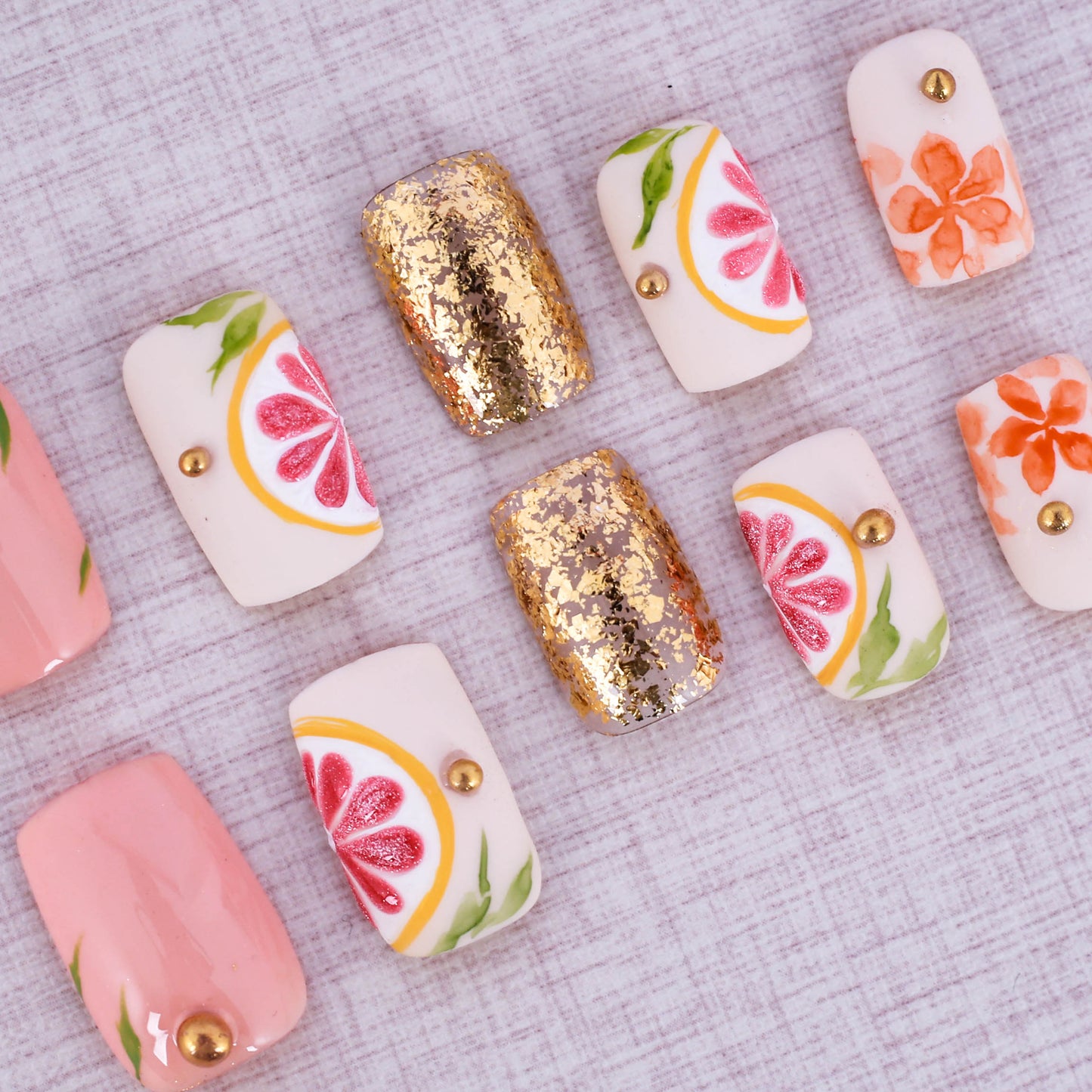 Citrus Blossom Delight Press On Nail