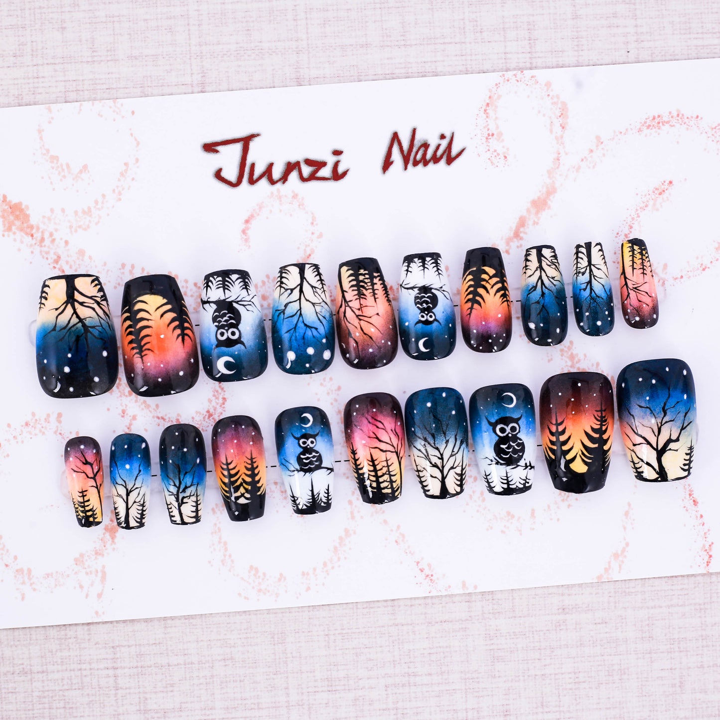Owl Forest Press On Nail