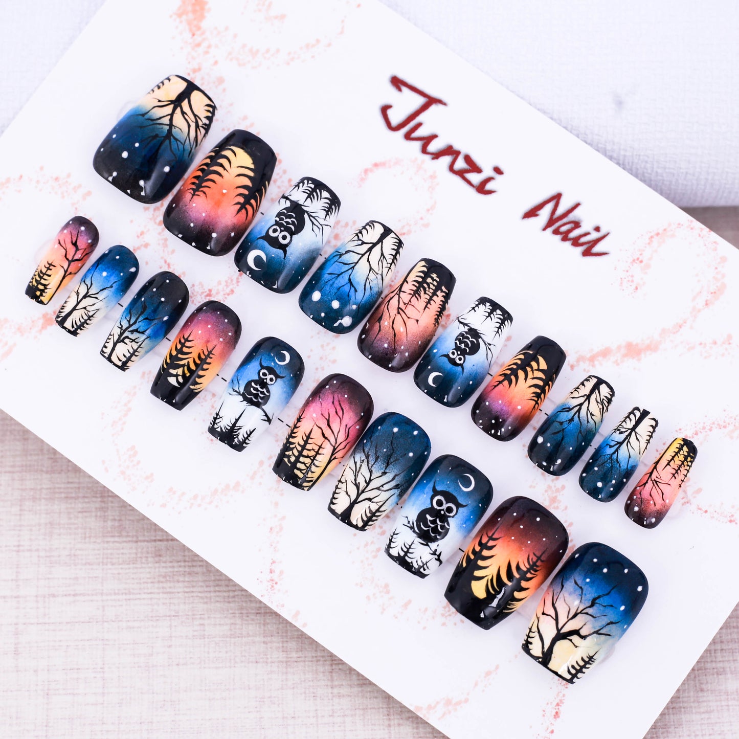 Owl Forest Press On Nail