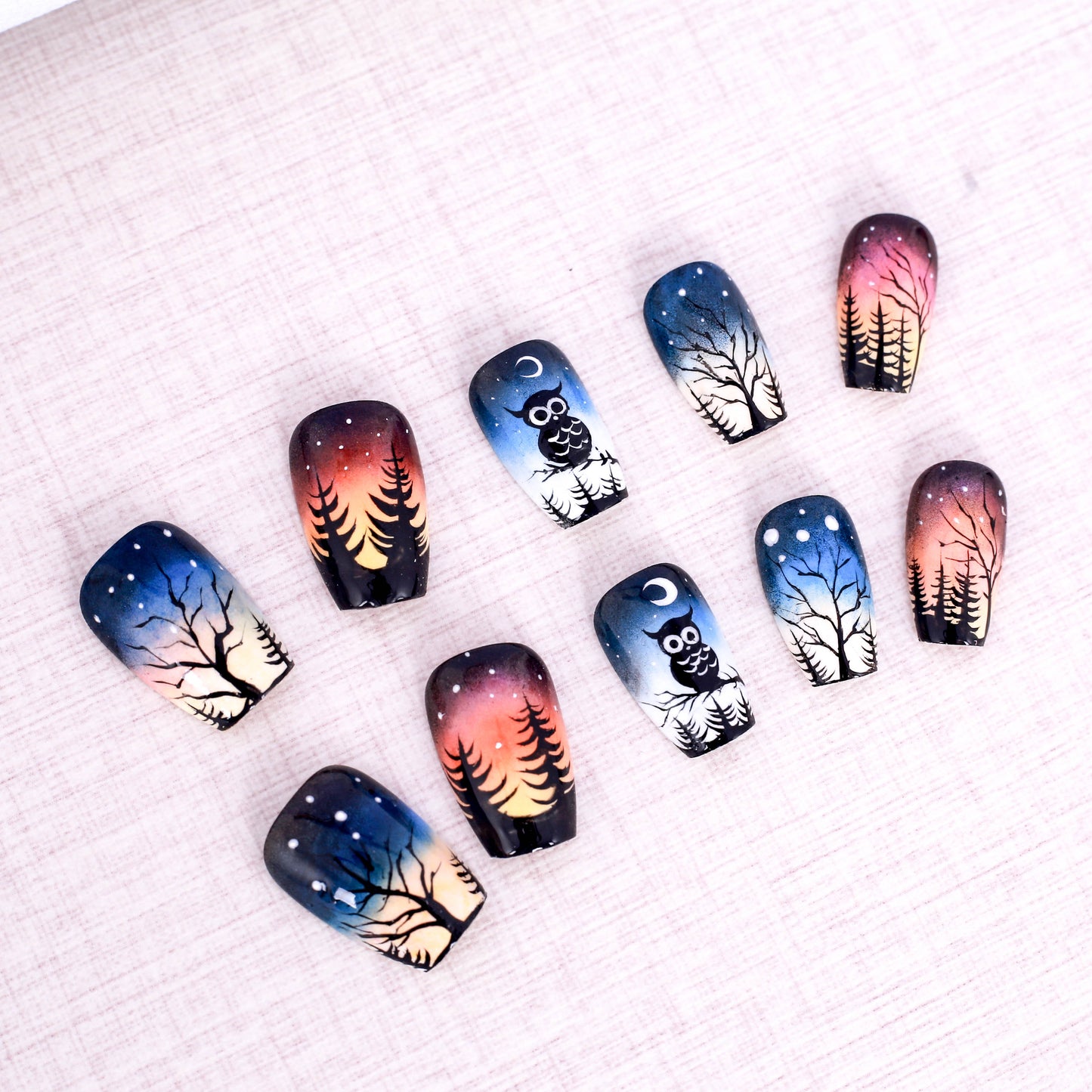 Owl Forest Press On Nail