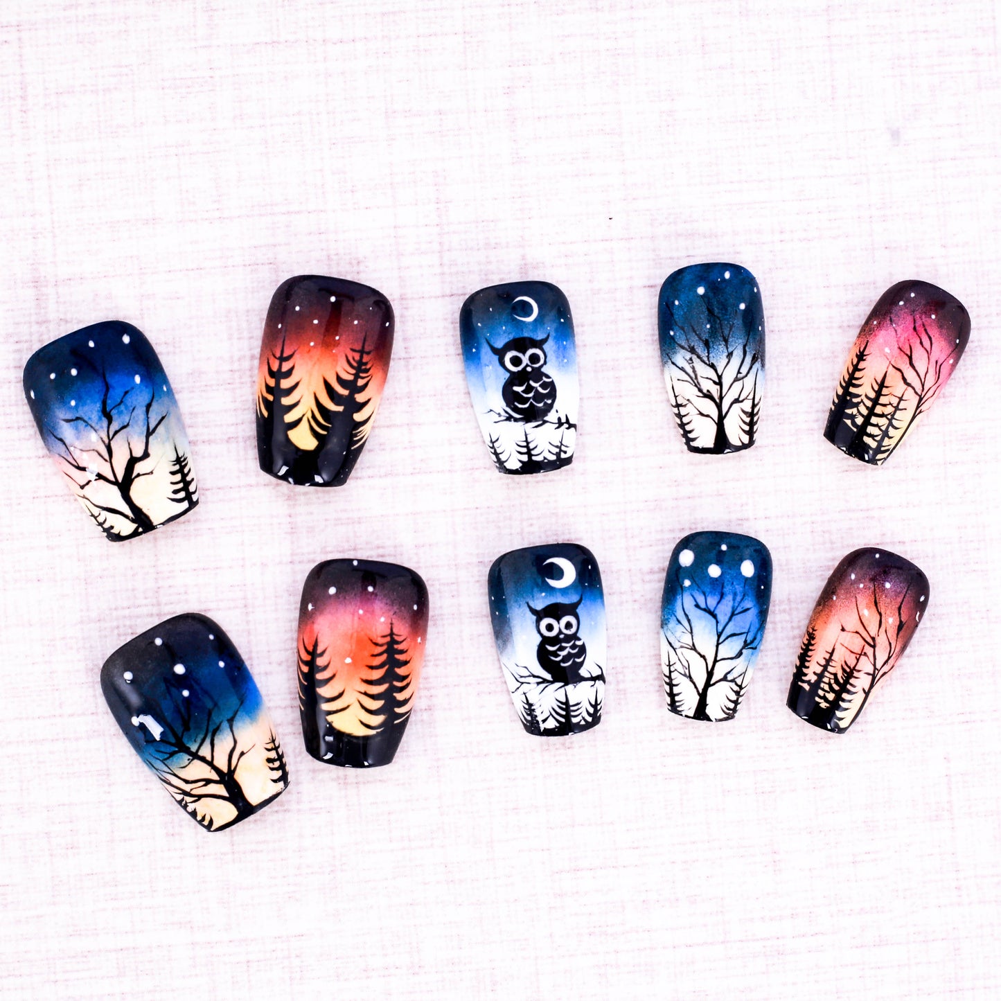 Owl Forest Press On Nail