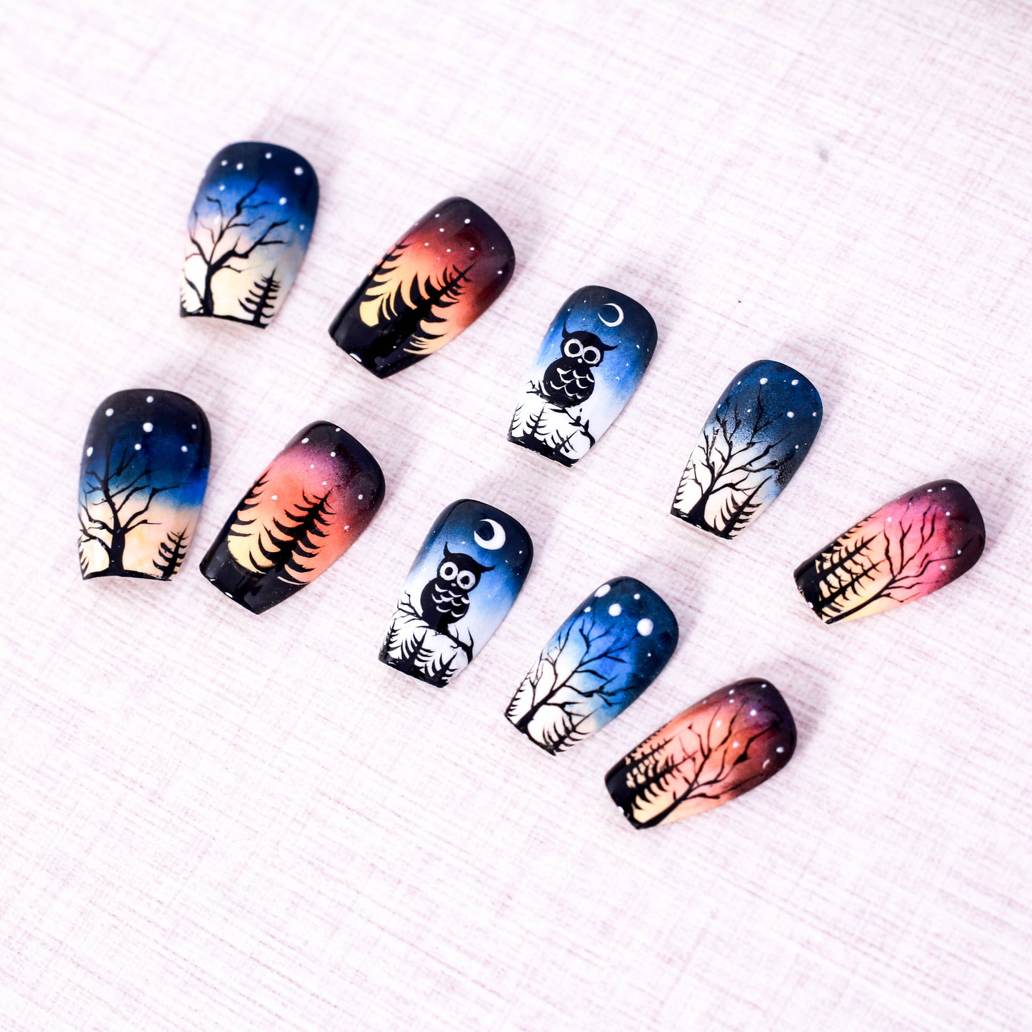 Owl Forest Press On Nail