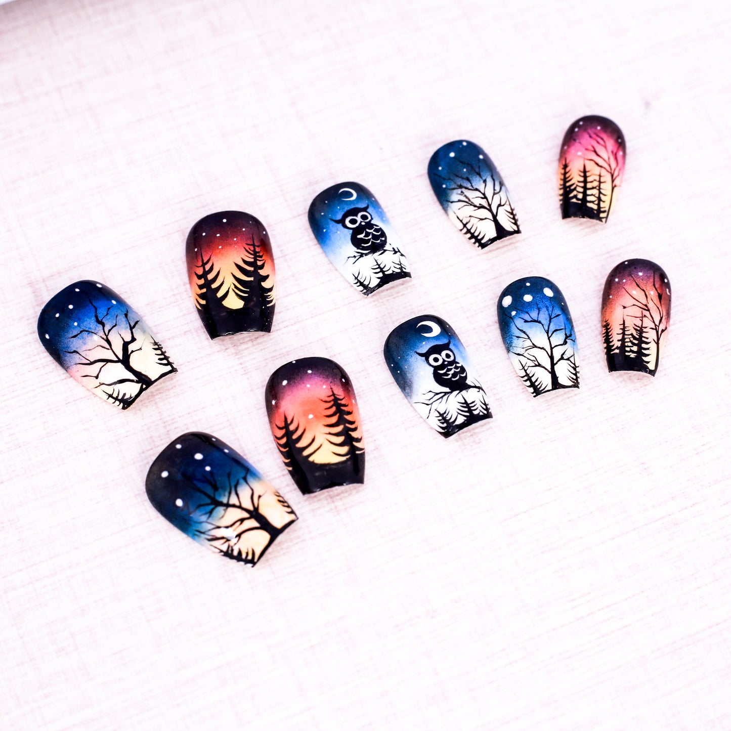 Owl Forest Press On Nail