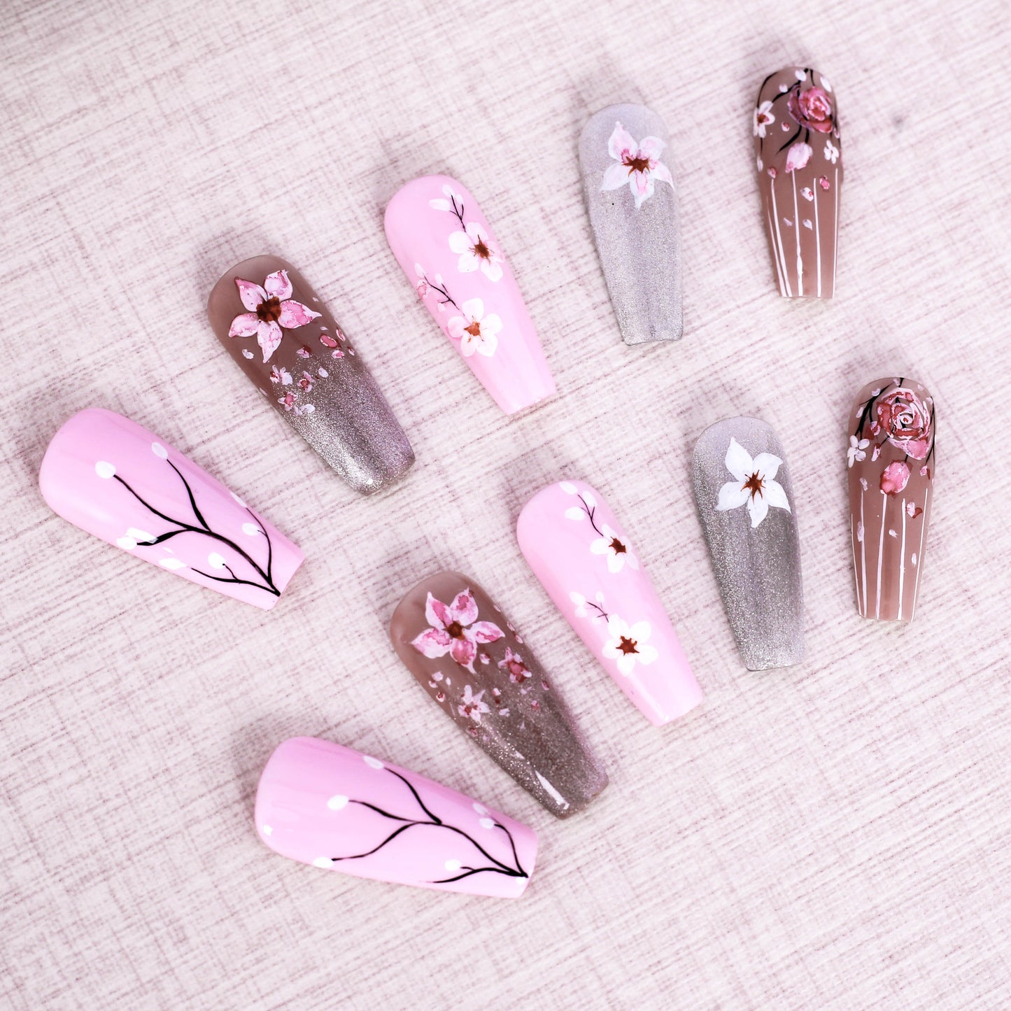 Blooming Flowers Press On Nail