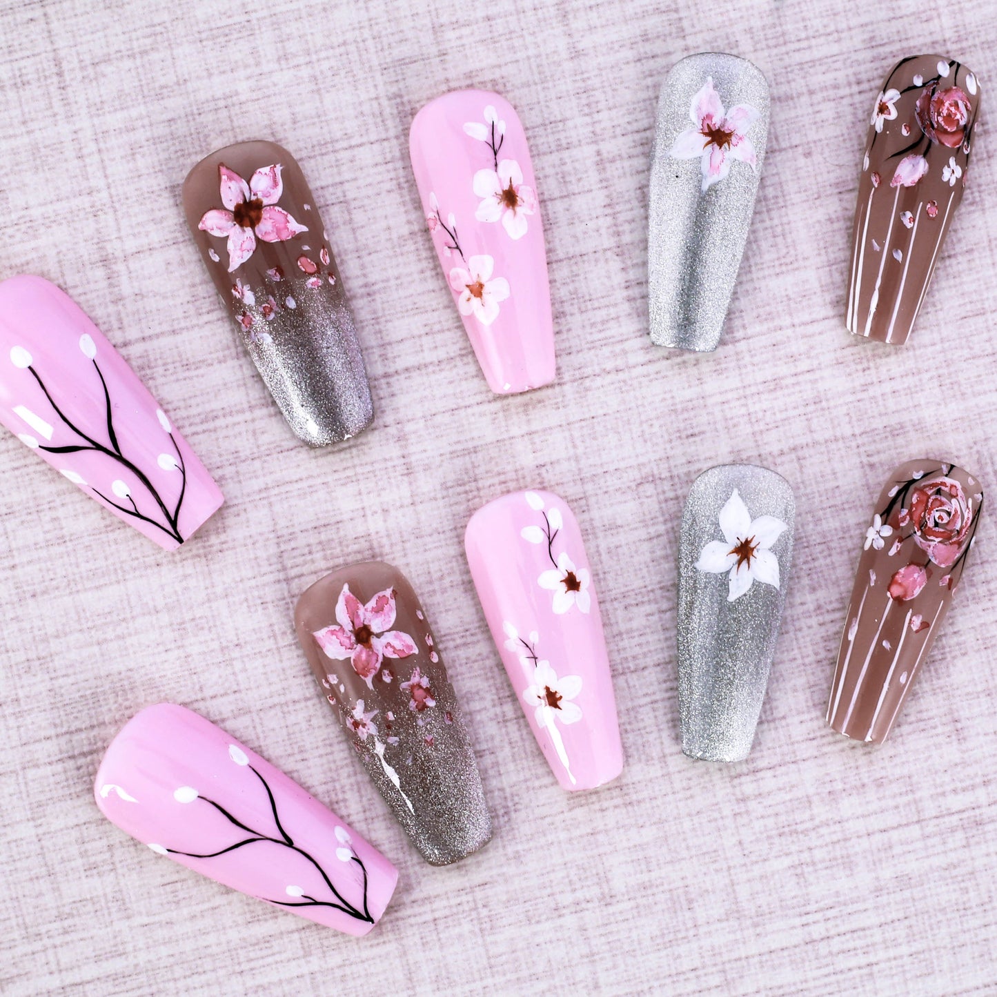 Blooming Flowers Press On Nail
