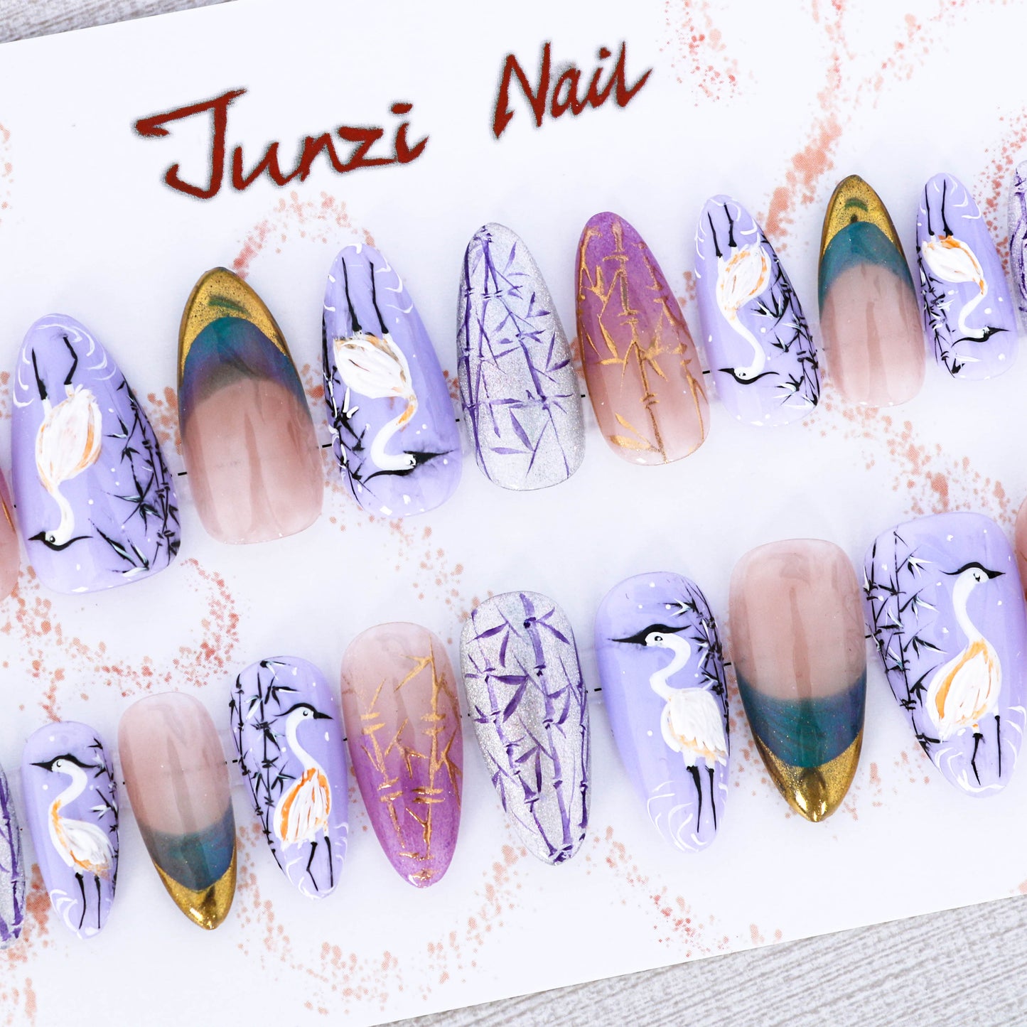Serene Cranes in Bamboo Grove Press on Nail