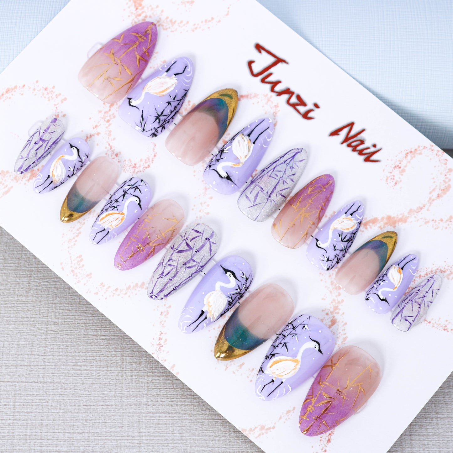 Serene Cranes in Bamboo Grove Press on Nail