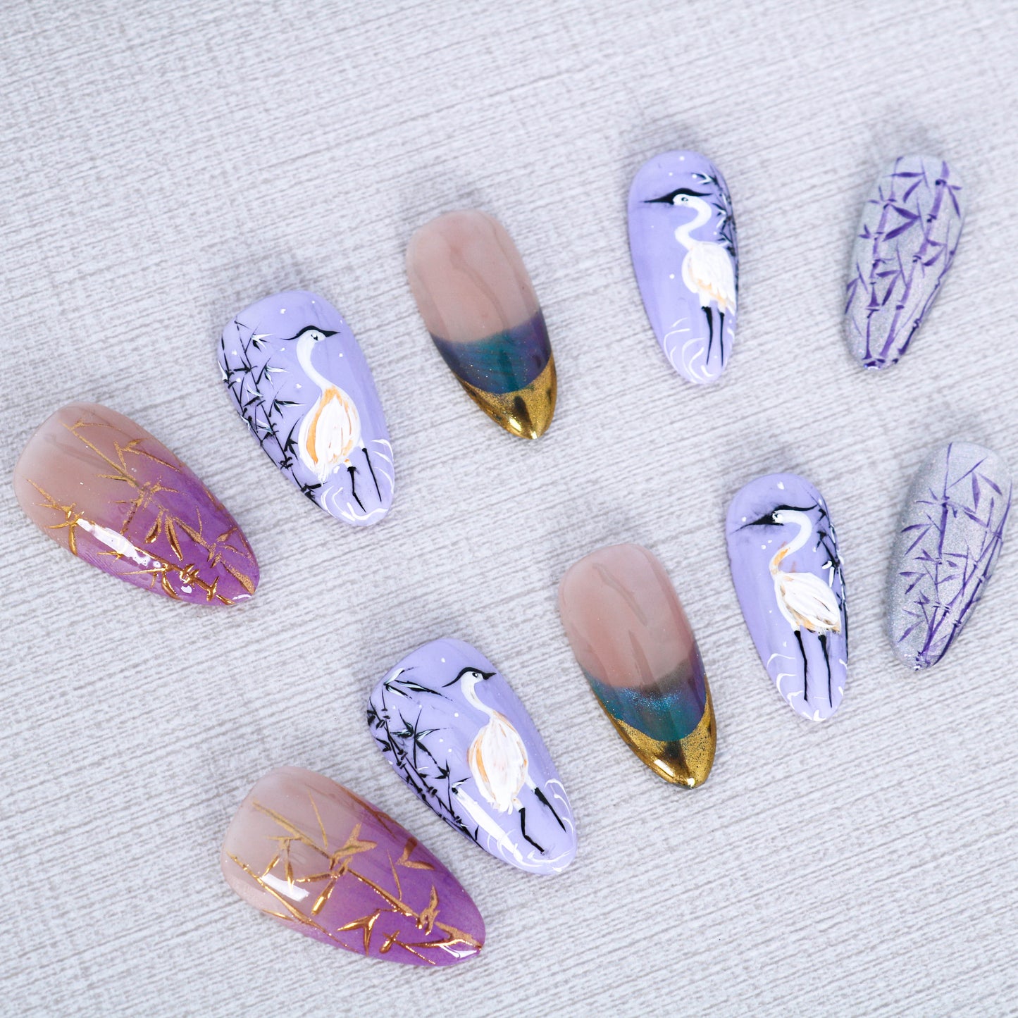 Serene Cranes in Bamboo Grove Press on Nail