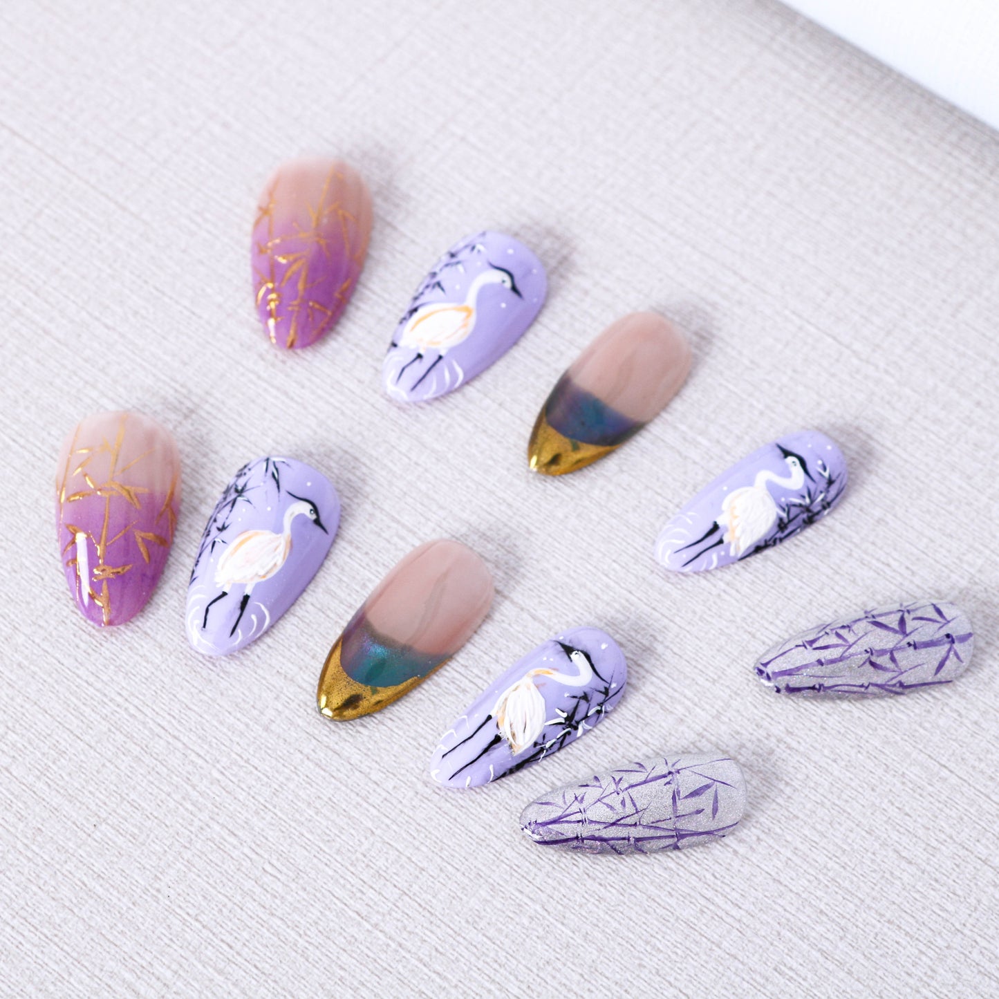 Serene Cranes in Bamboo Grove Press on Nail