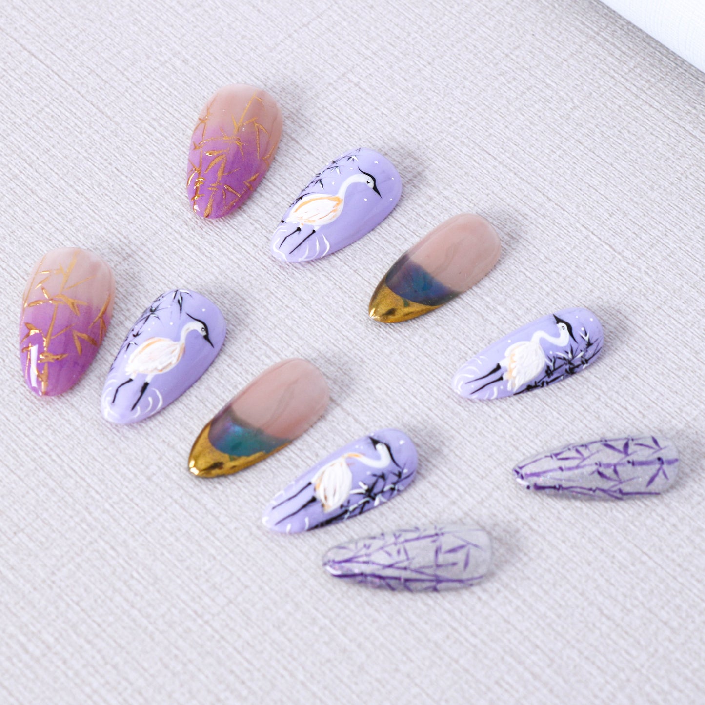 Serene Cranes in Bamboo Grove Press on Nail