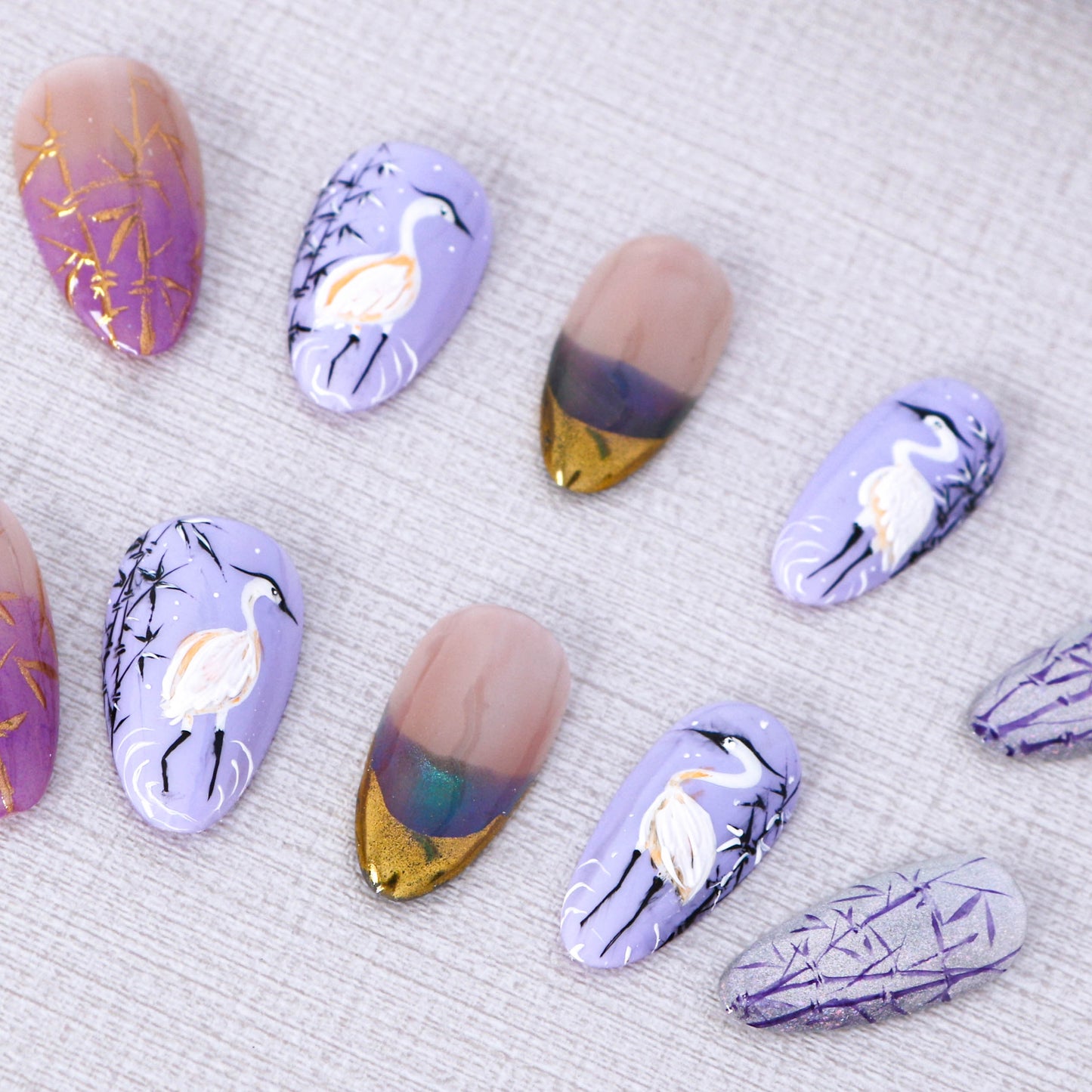 Serene Cranes in Bamboo Grove Press on Nail