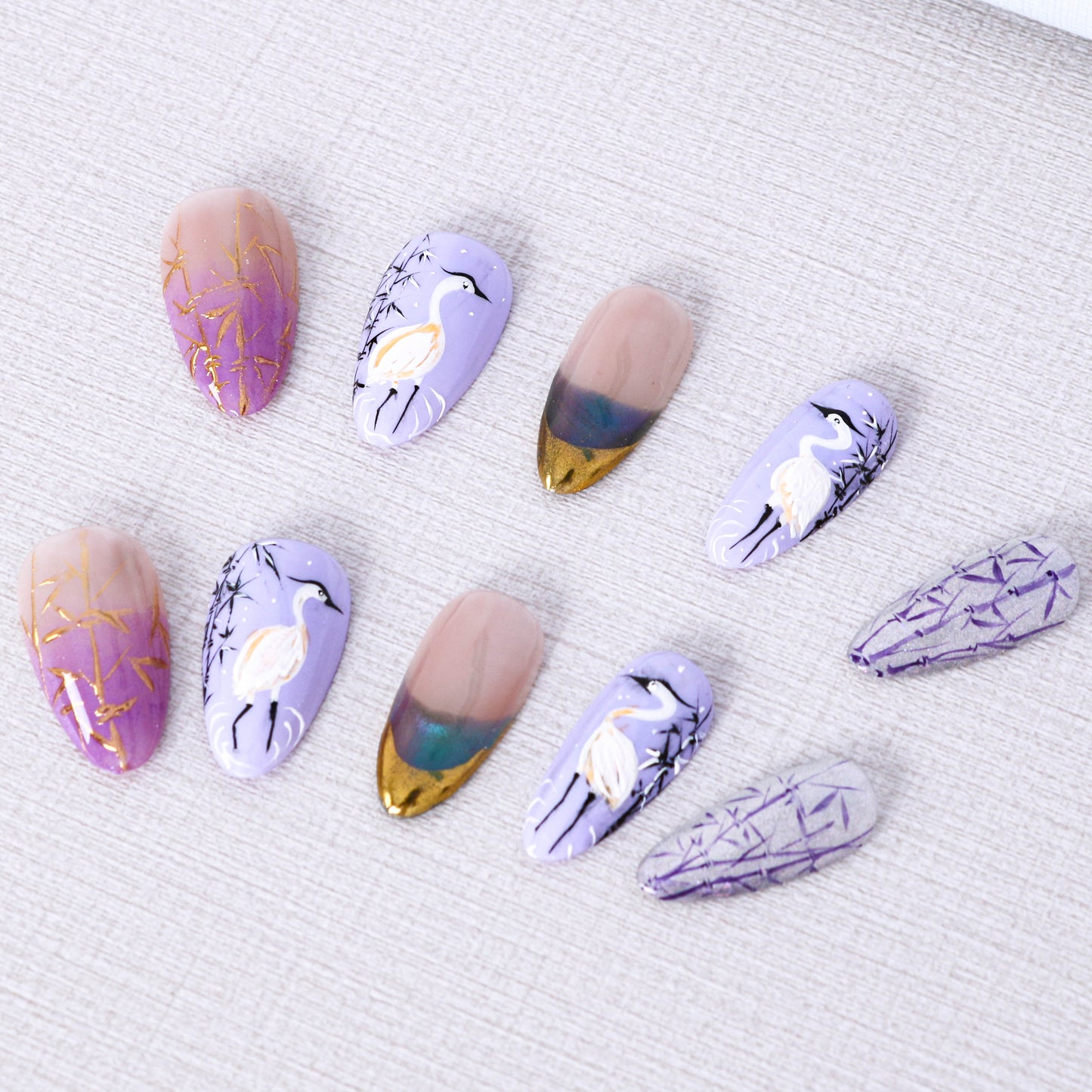 Serene Cranes in Bamboo Grove Press on Nail