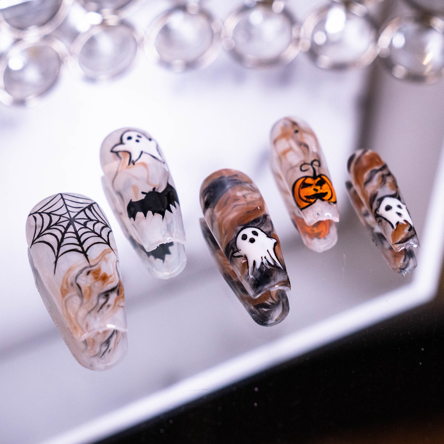 Haunted Marble Mischief Press On Nail