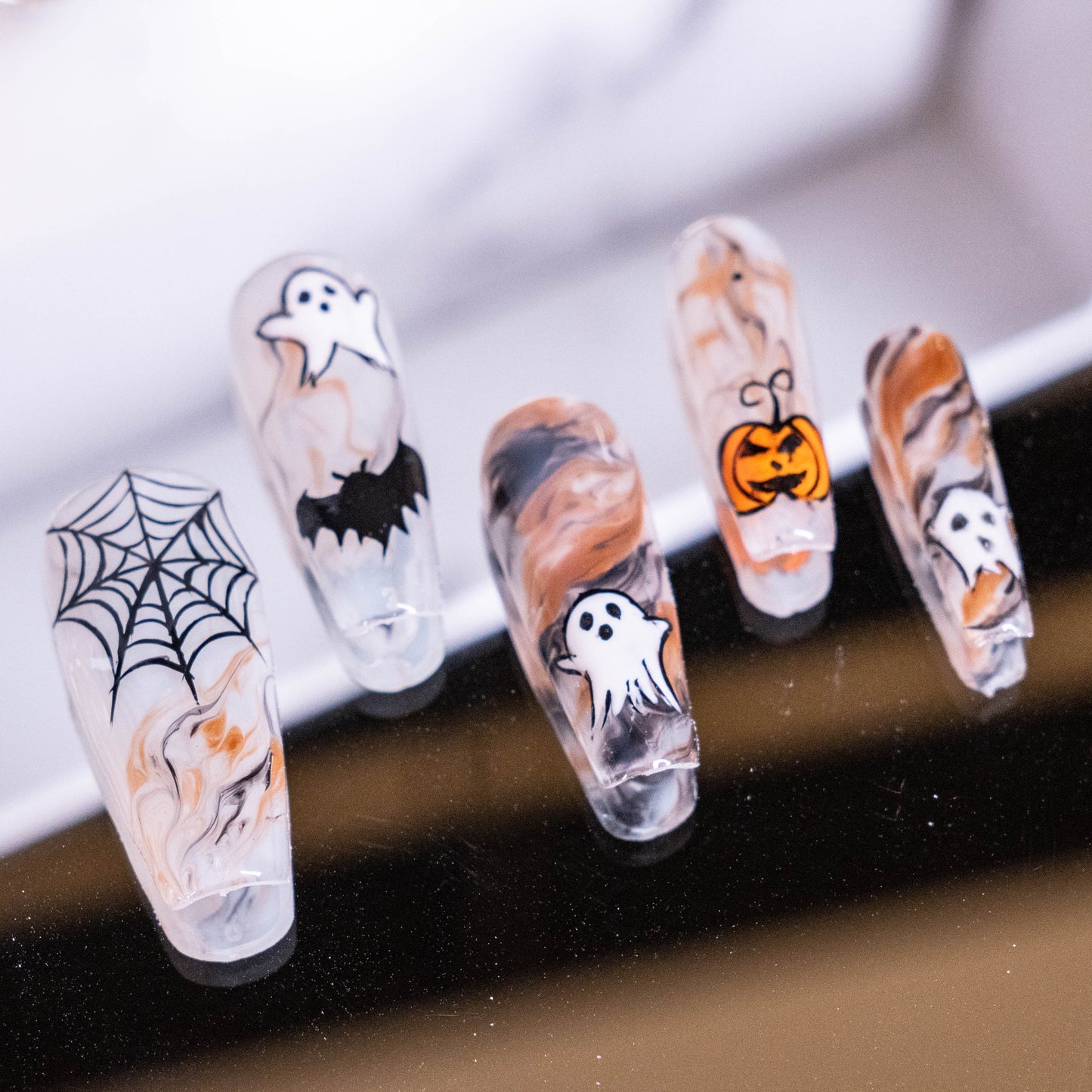 Haunted Marble Mischief Press On Nail