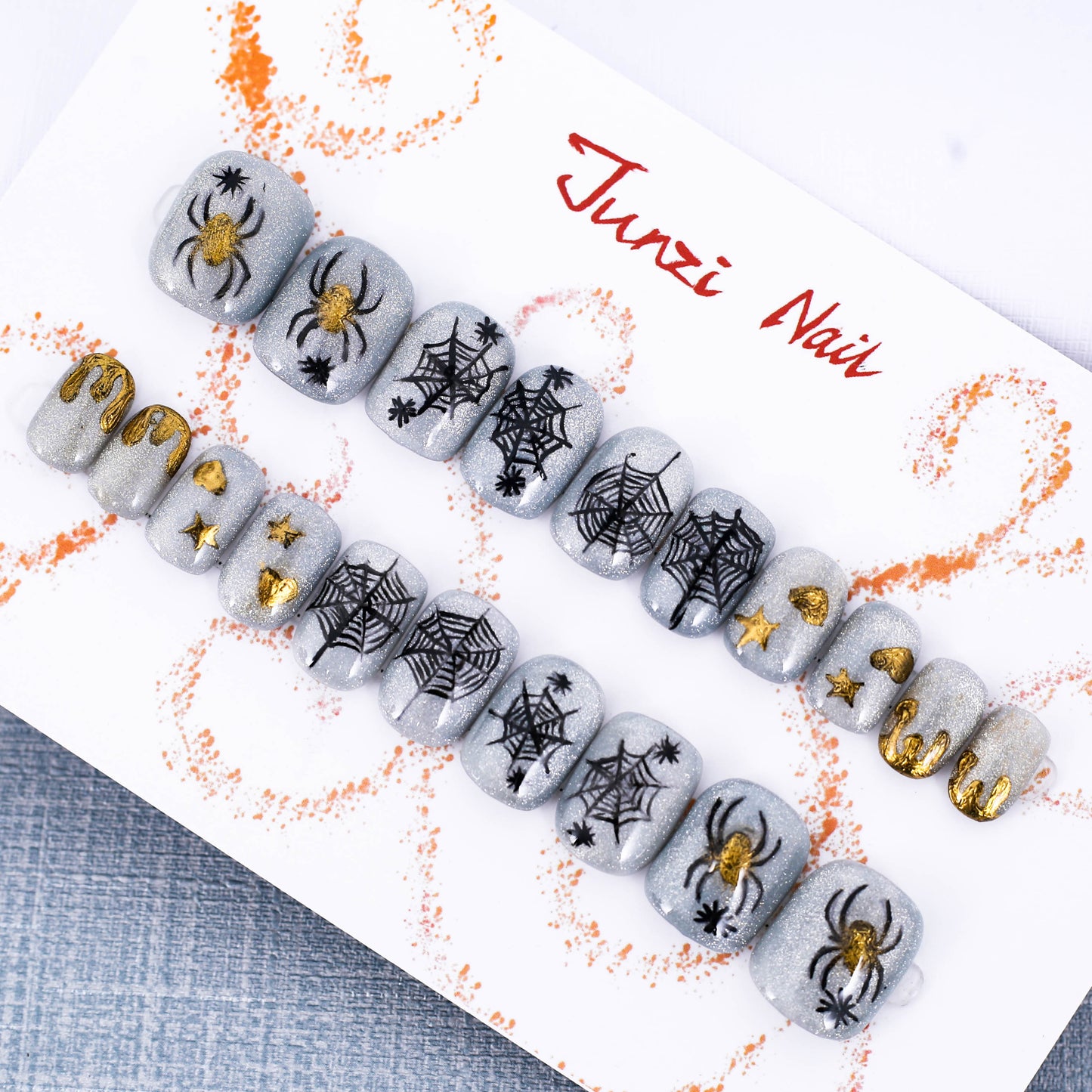 Glitzy Web of Fear Press On Nail
