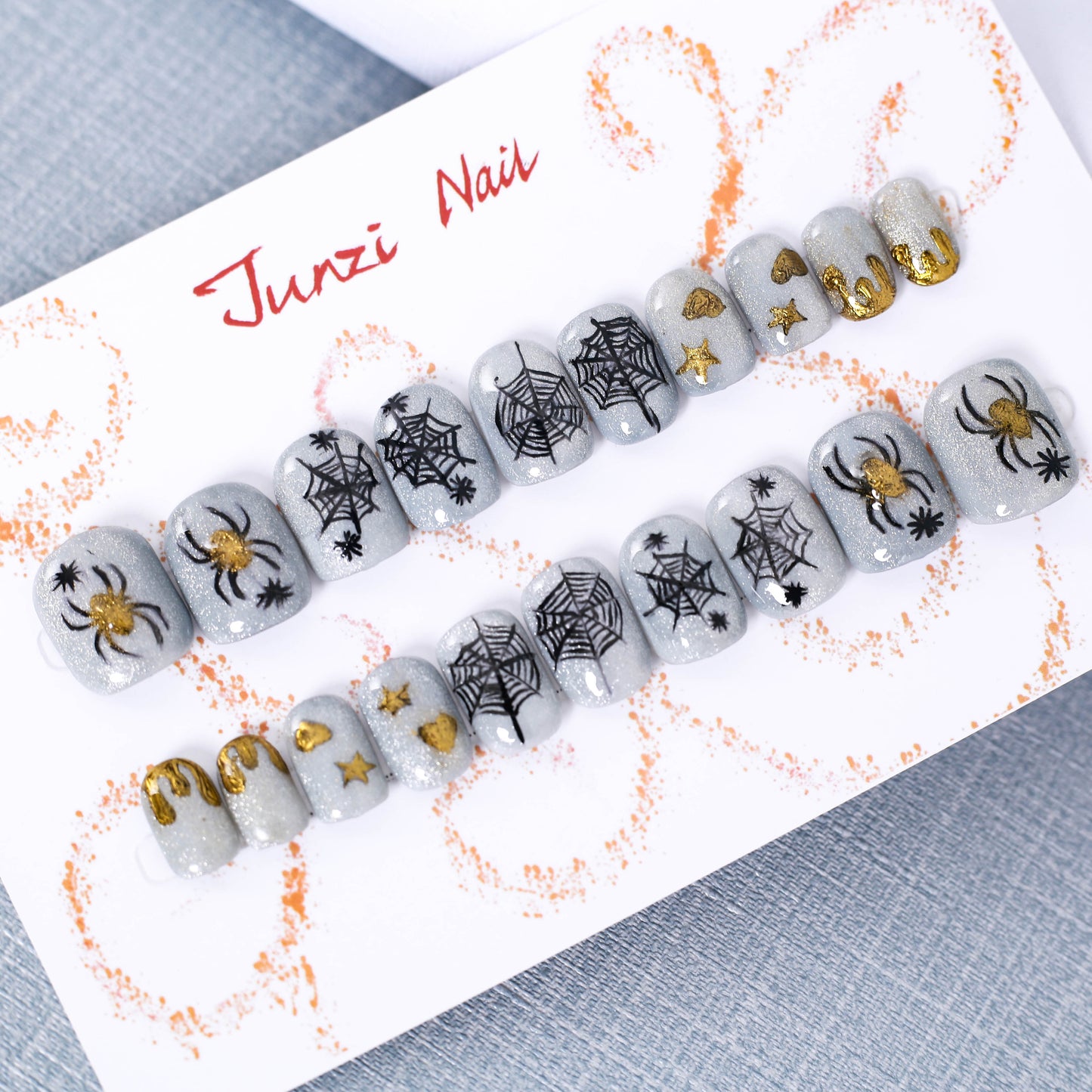 Glitzy Web of Fear Press On Nail