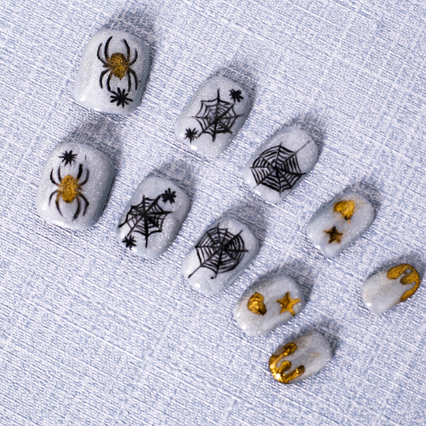 Glitzy Web of Fear Press On Nail