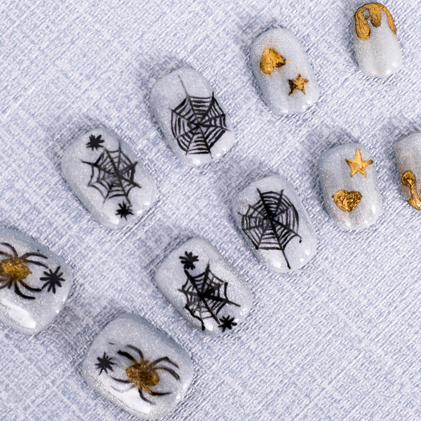 Glitzy Web of Fear Press On Nail