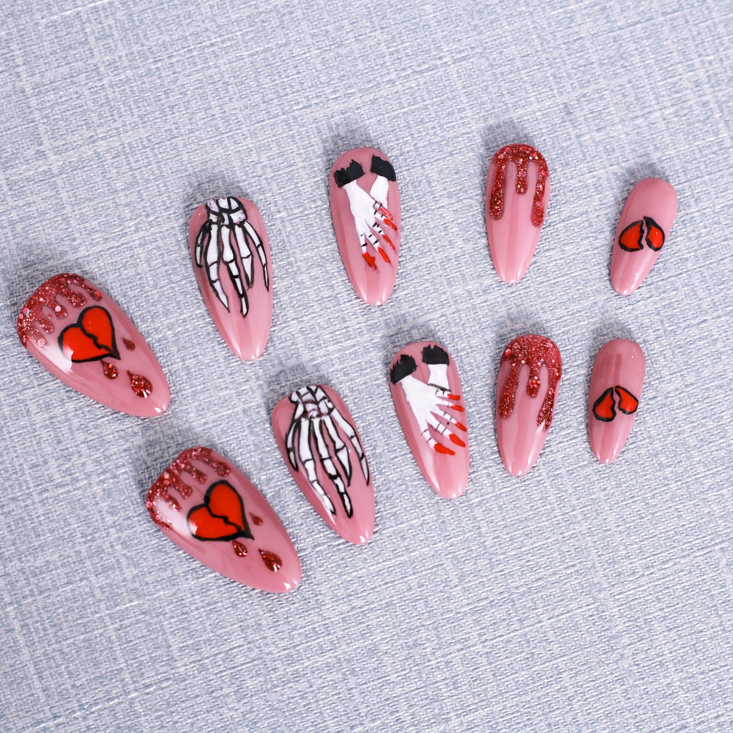 Crimson Love and Bones Press On Nail