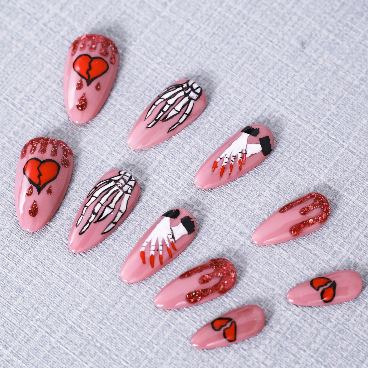 Crimson Love and Bones Press On Nail