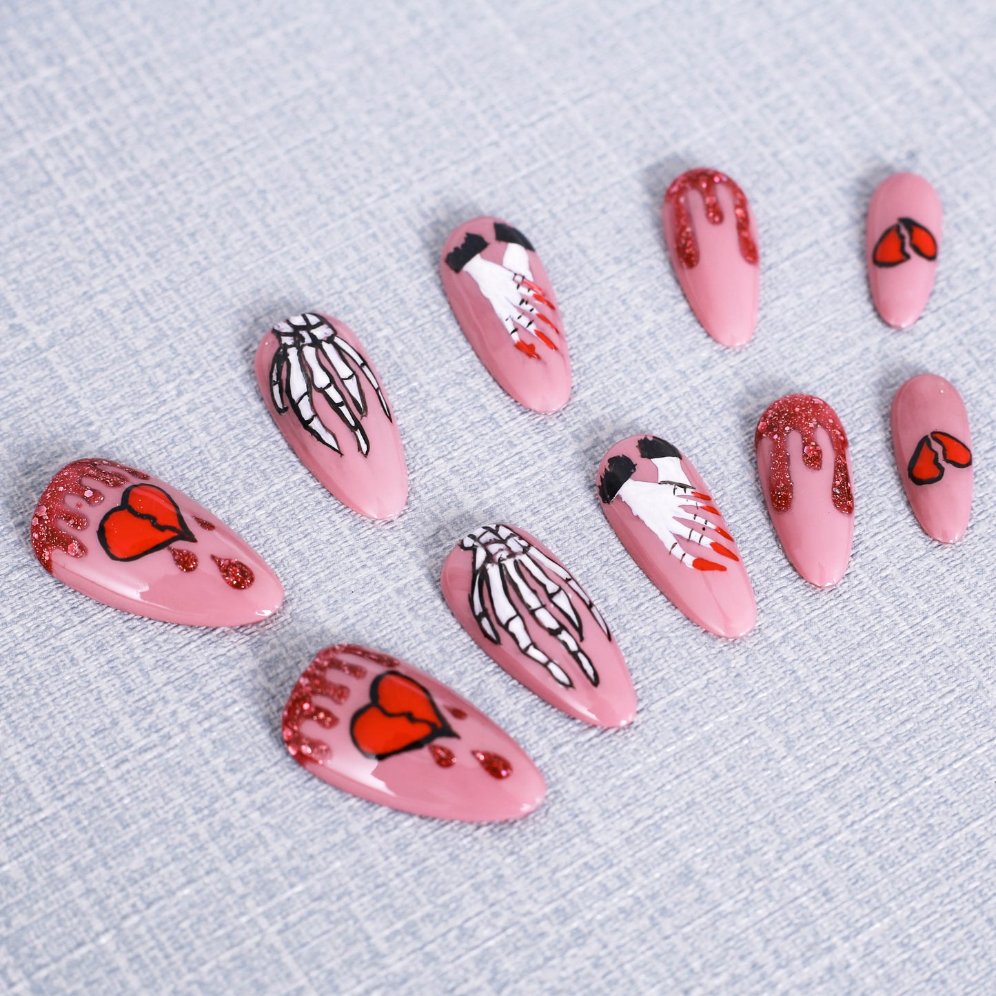 Crimson Love and Bones Press On Nail