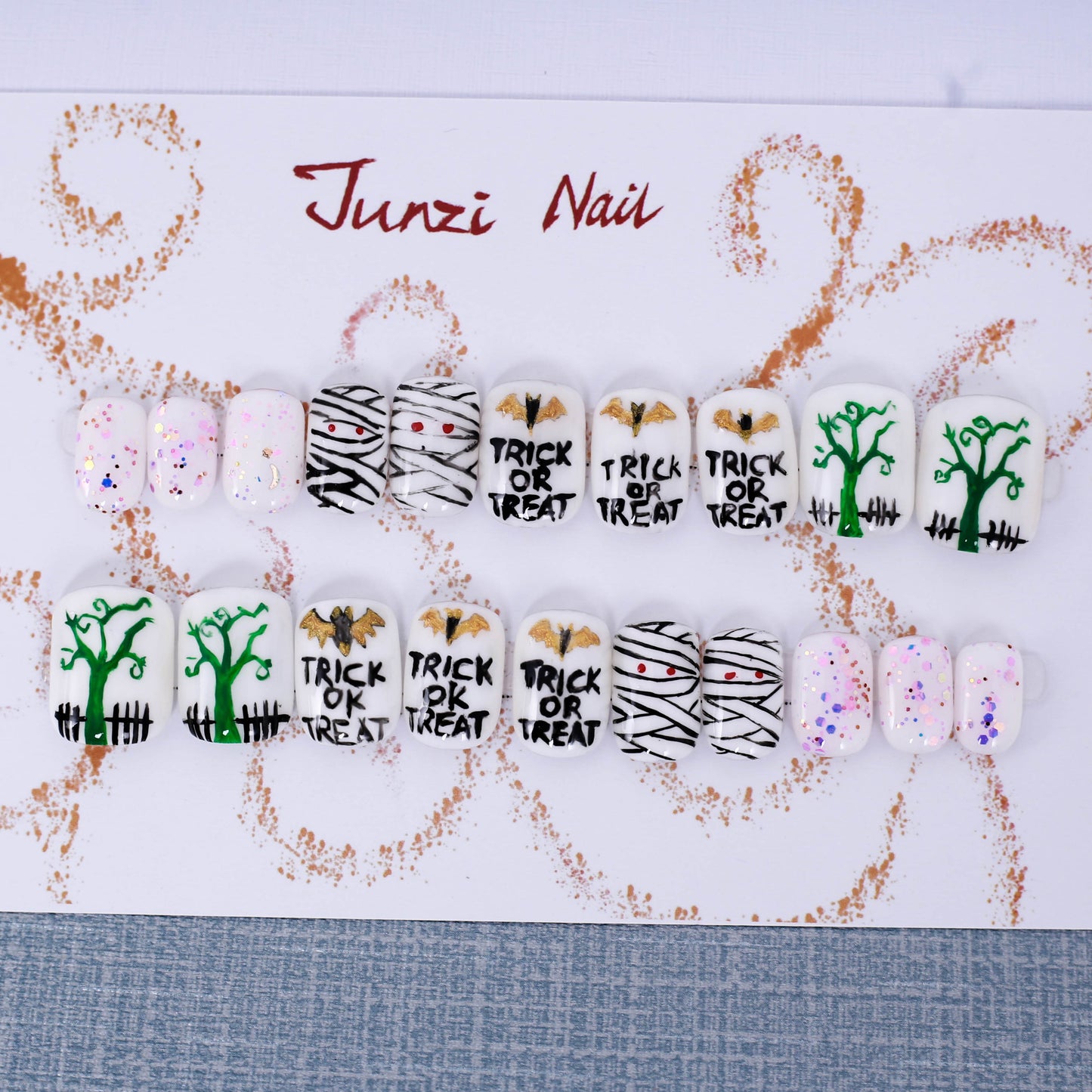 Trick or Treat Mummy Glow Press On Nail