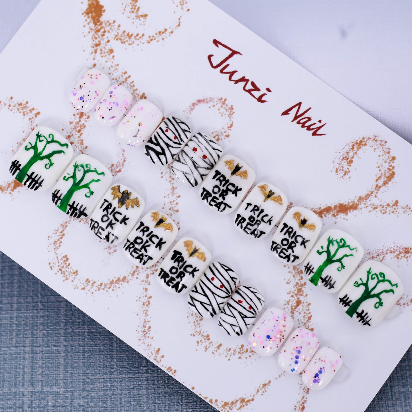 Trick or Treat Mummy Glow Press On Nail