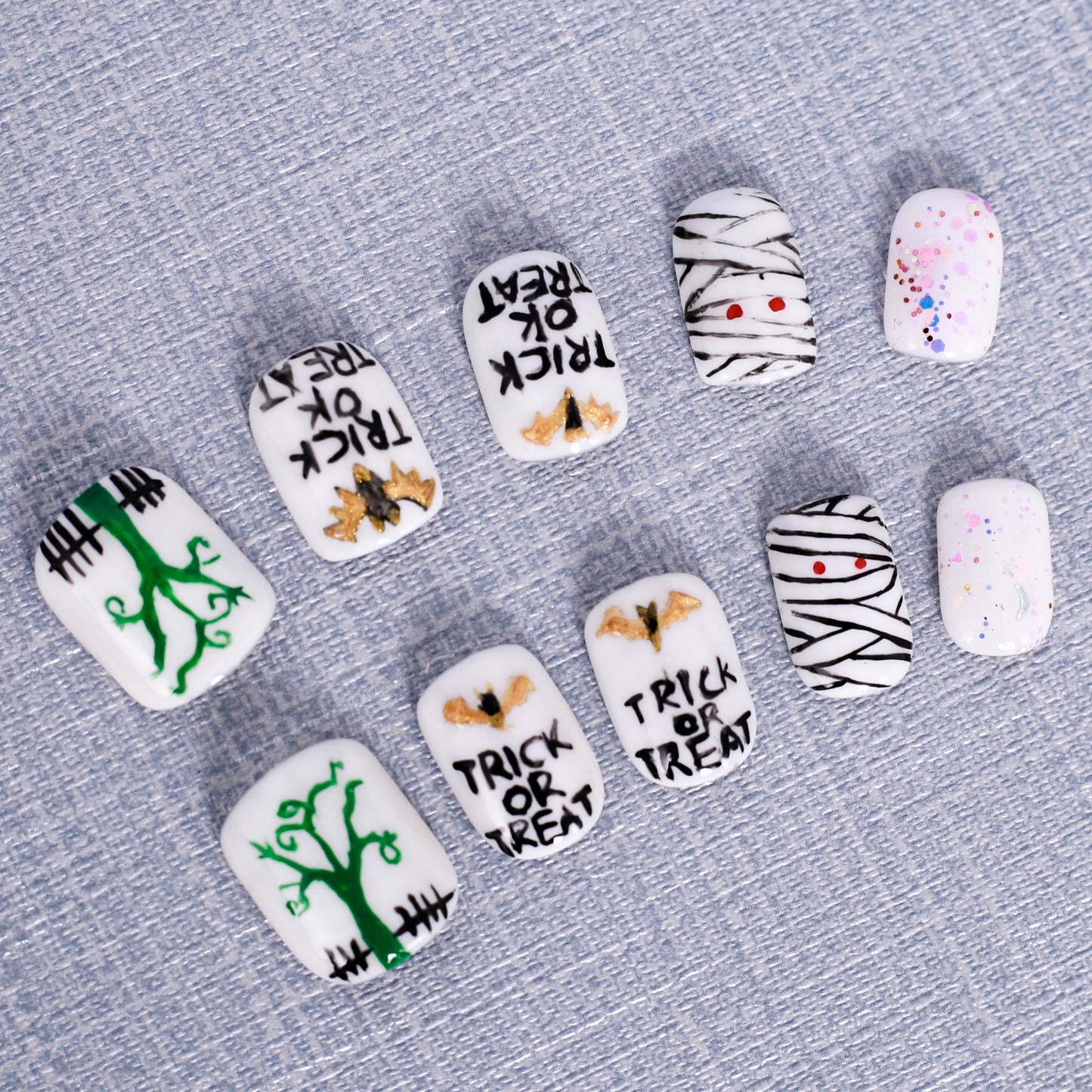 Trick or Treat Mummy Glow Press On Nail