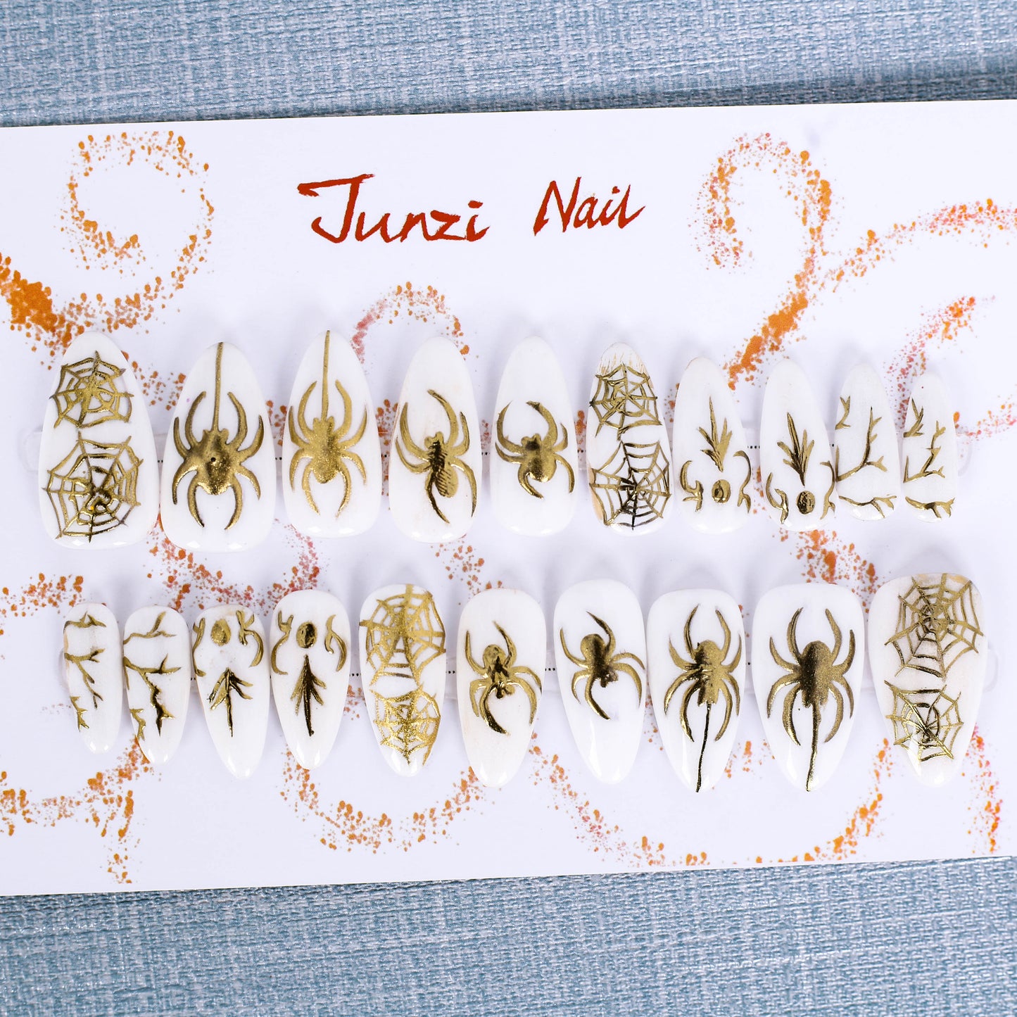 Golden Web Press On Nail