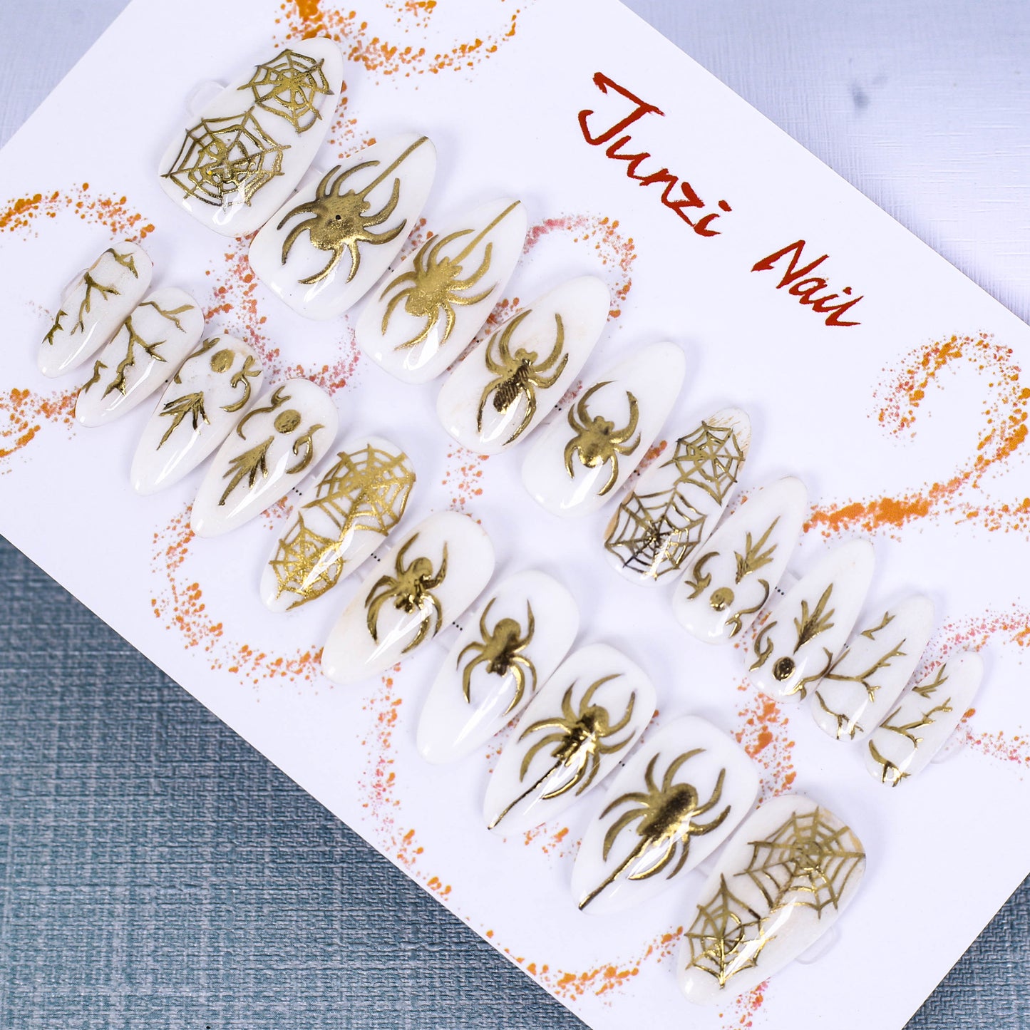 Golden Web Press On Nail
