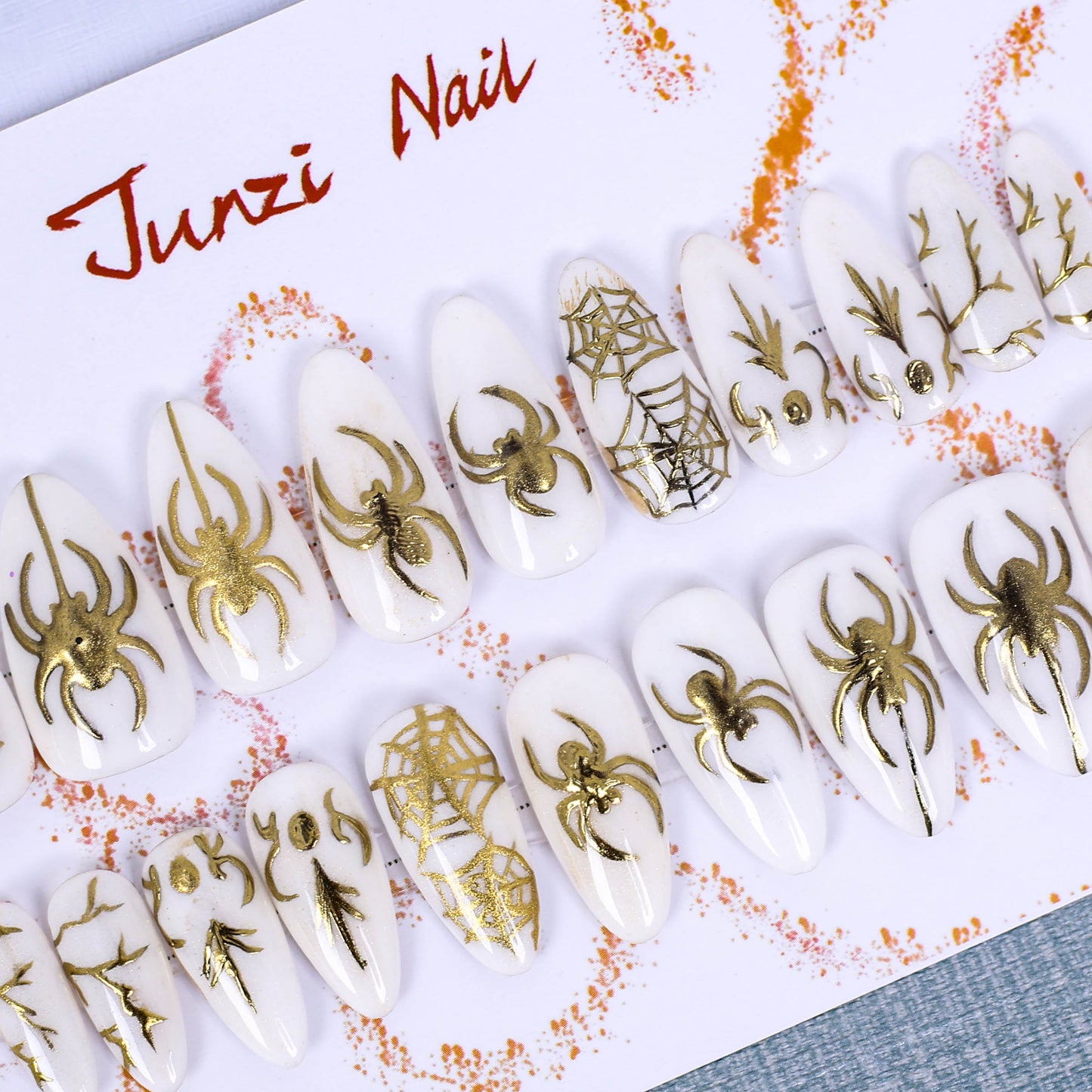 Golden Web Press On Nail