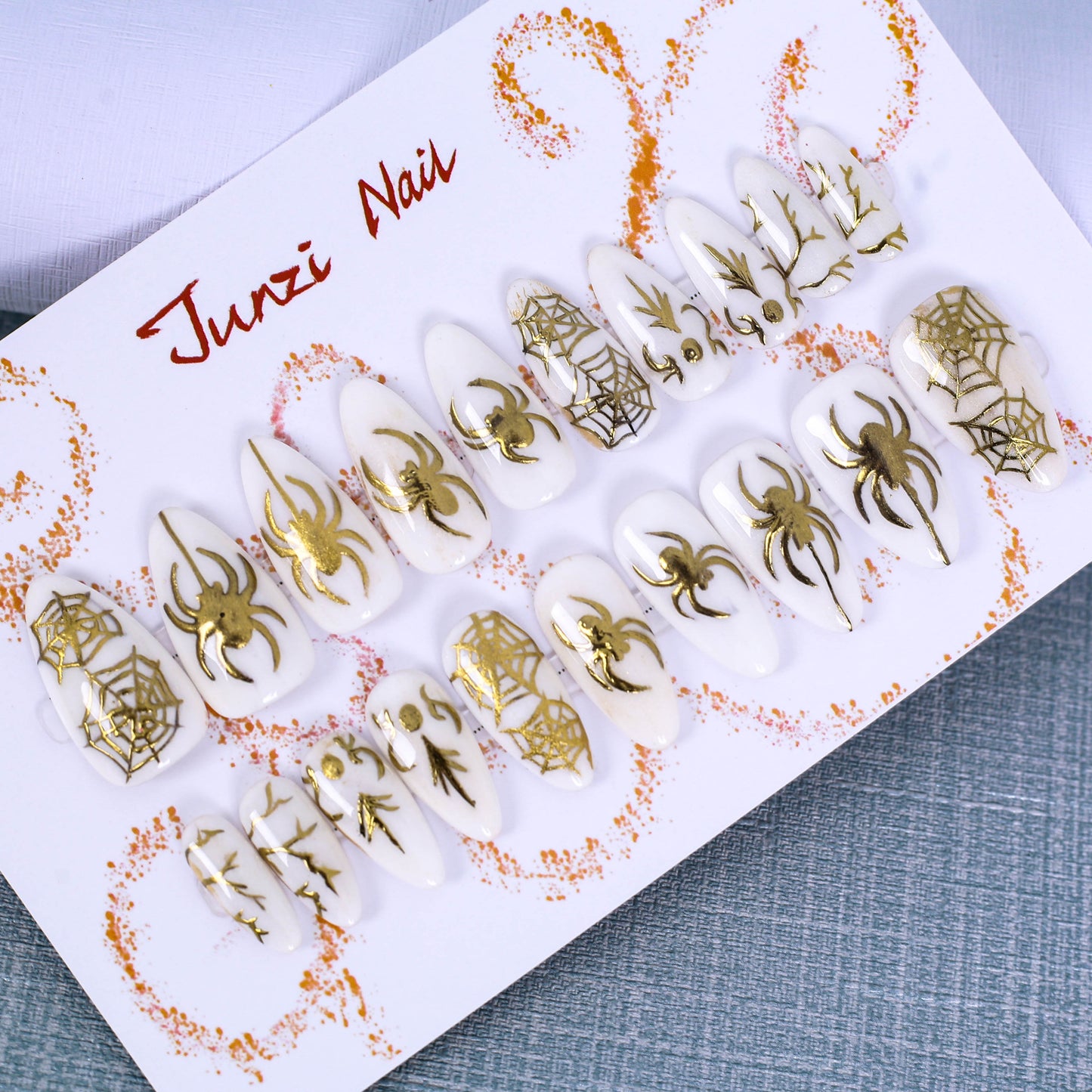 Golden Web Press On Nail