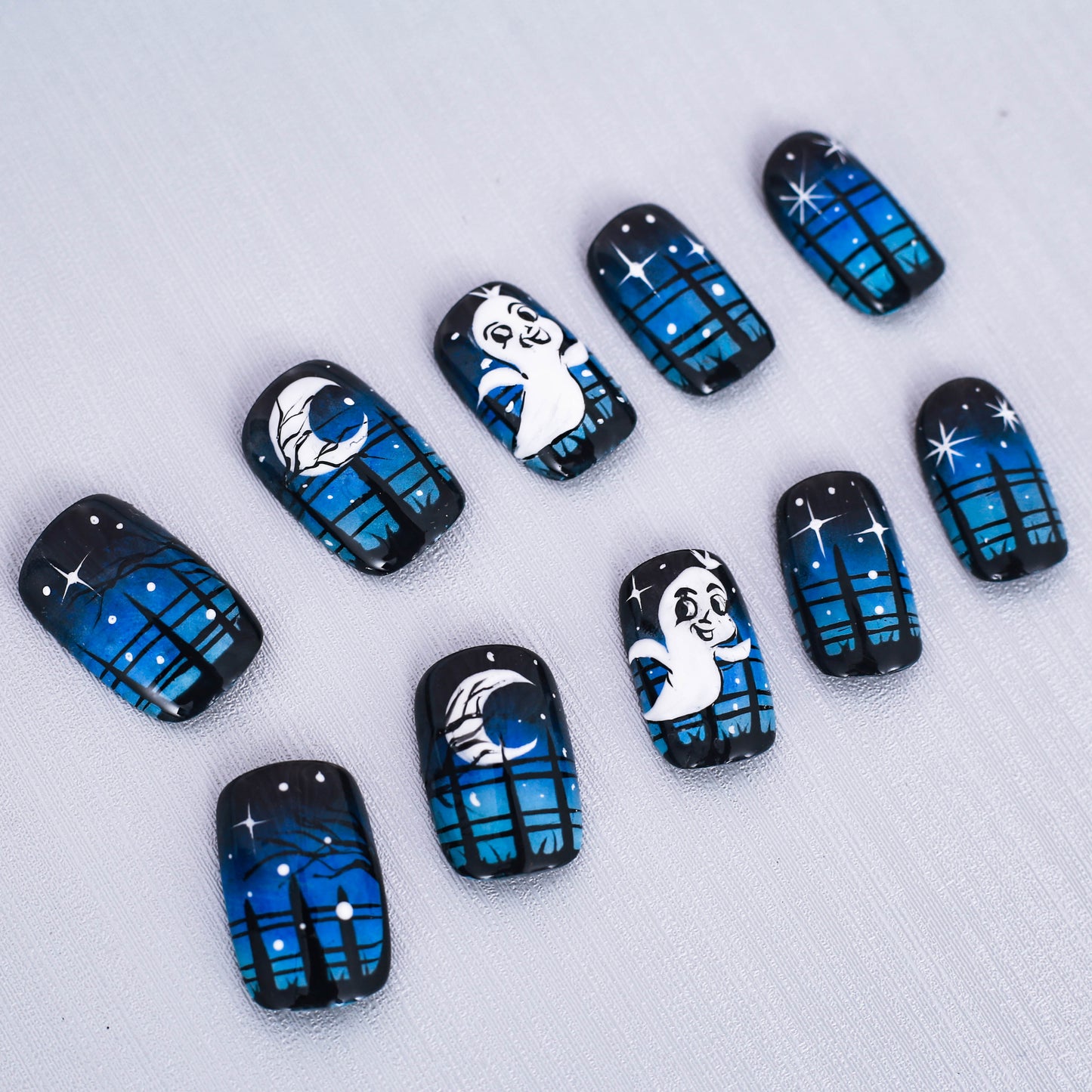 Midnight Ghost Glow Press On Nail