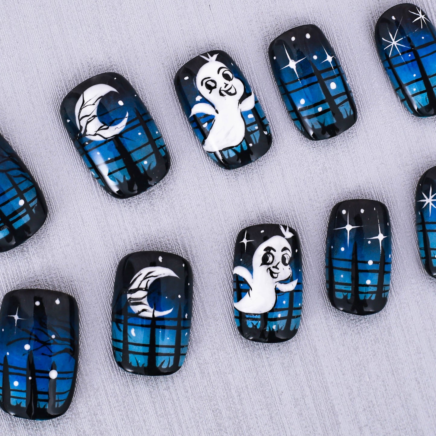 Midnight Ghost Glow Press On Nail