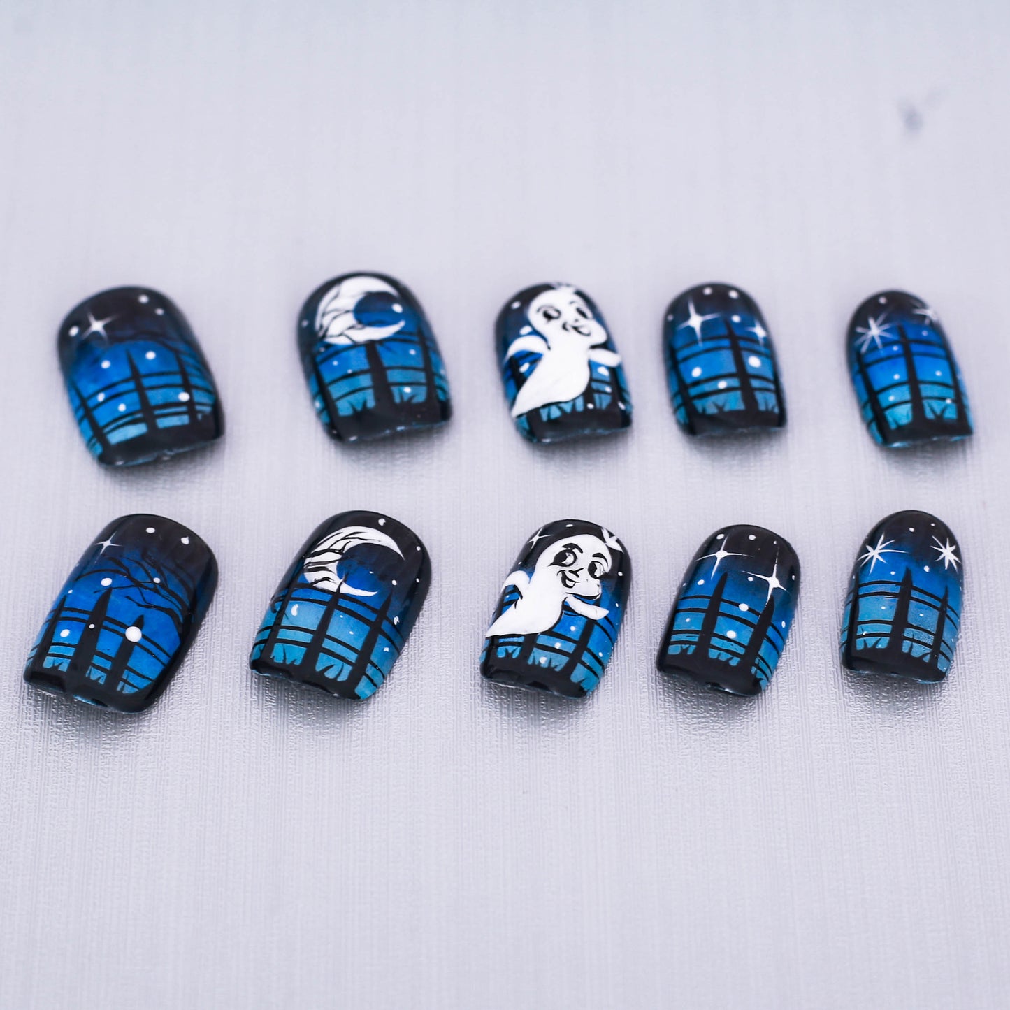 Midnight Ghost Glow Press On Nail