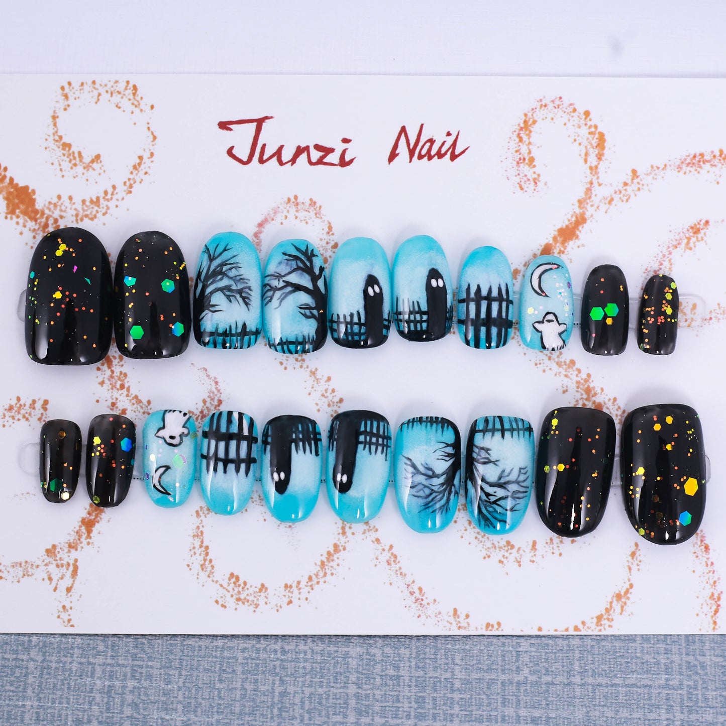 Ghostly Glow in the Graveyard Press On Nail